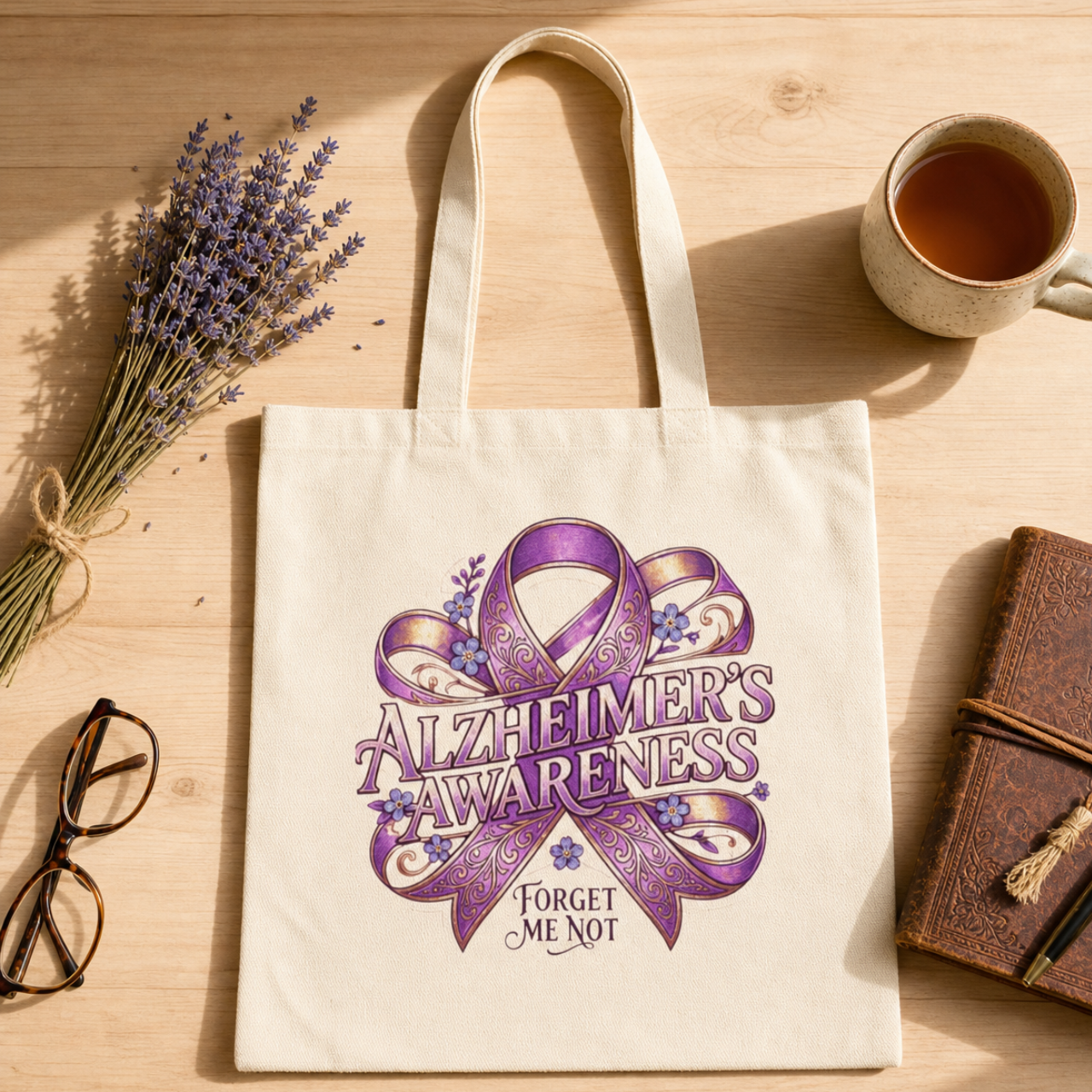 Alzheimer's Awareness Cotton Canvas Tote Bag