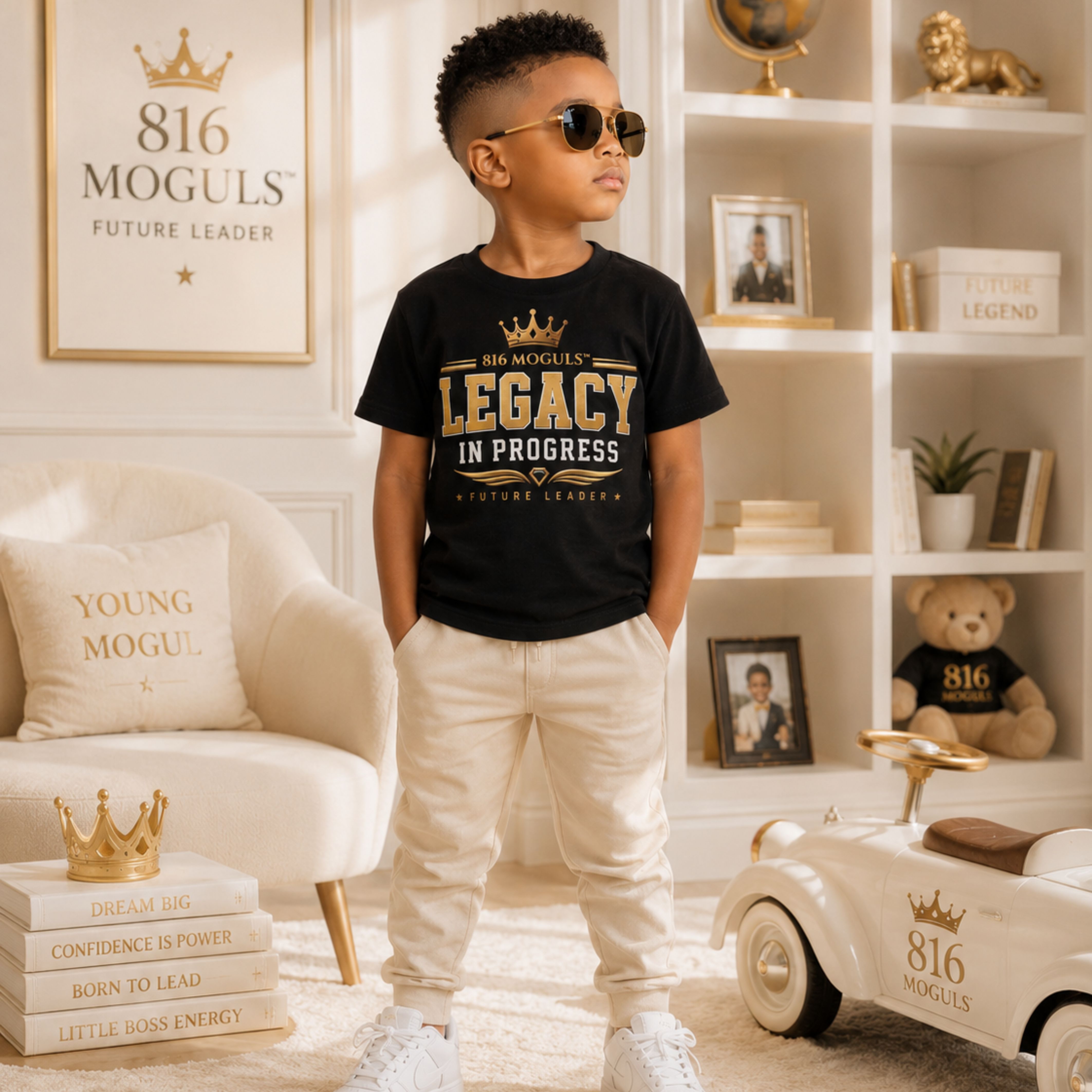 Kids 'Legacy' Crown T-Shirt — Royal Vintage Typography Tee product thumbnail image Kids 'Legacy' Crown T-Shirt — Royal Vintage Typography Tee product thumbnail image