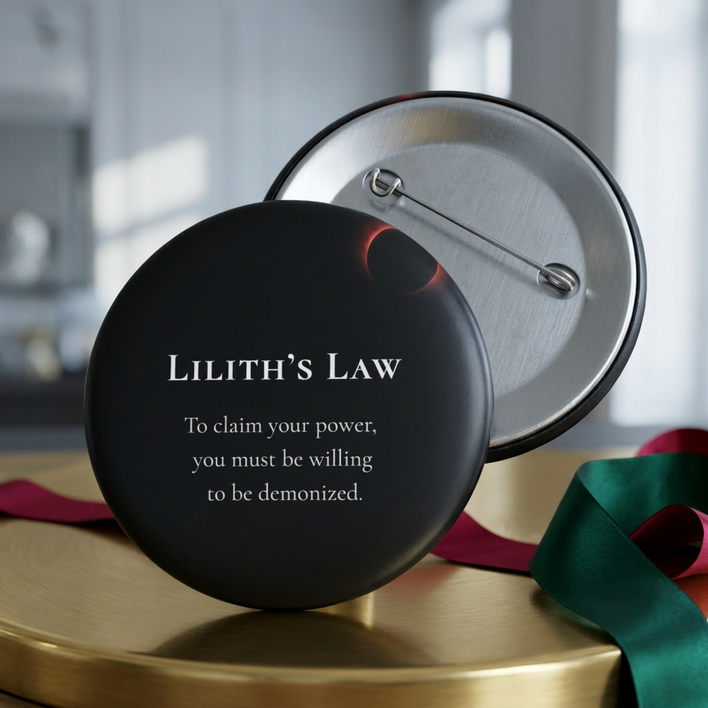 Pin Button — "Lilith's Law" Quote Enamel Pin (To Claim Your Power) product thumbnail image Pin Button — "Lilith's Law" Quote Enamel Pin (To Claim Your Power) product thumbnail image