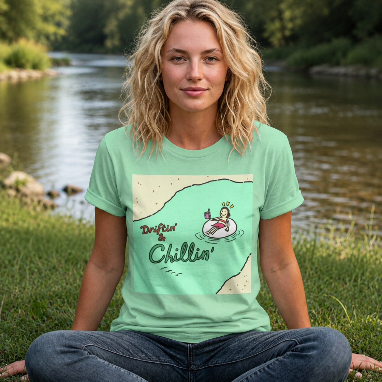 Driftin’ &amp; Chillin’ T-Shirt – Retro Beach Float Graphic Tee product thumbnail image