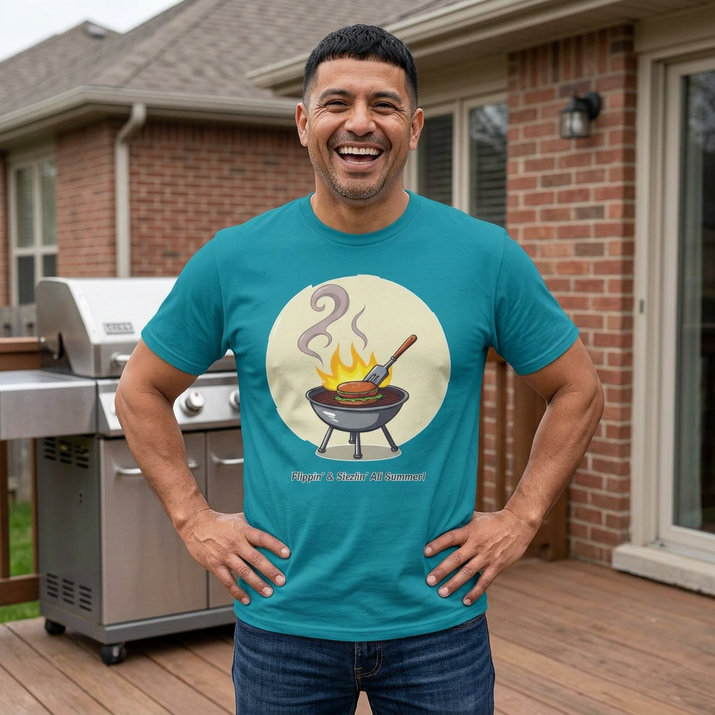 Grilling BBQ T-Shirt - "Flippin' &amp; Sizzlin' All Summer!" product thumbnail image