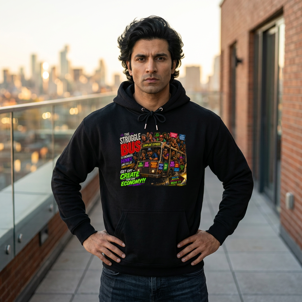 Struggle Bus Hoodie – “Get Off &amp; Create Your Own Economy” | Motivational Streetwear | Bold Mindset Graphic | LifeCoachDesigns.shop product thumbnail image