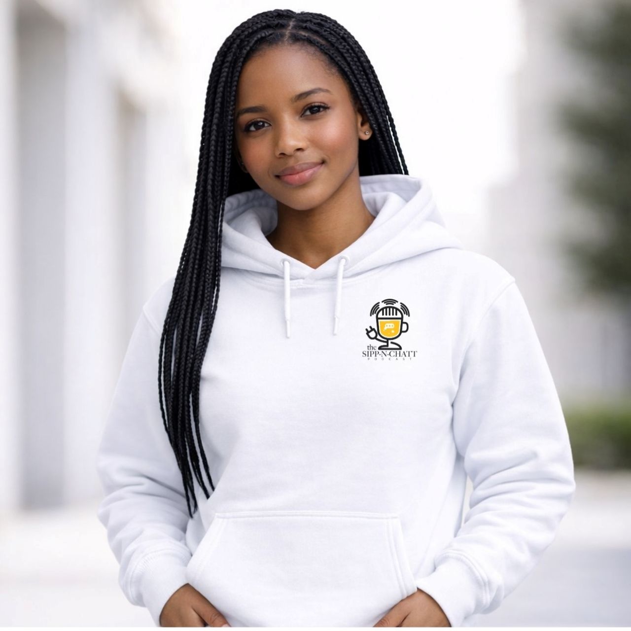 Sipp-N-Chatt Podcast Unisex Hoodie-Left Chest