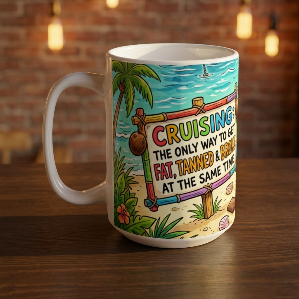 Beach Vacation Mug — Funny 'Retiring: The Best Way to Get Old &amp; Broke at the Same Time' 15oz Coffee Cup product thumbnail image