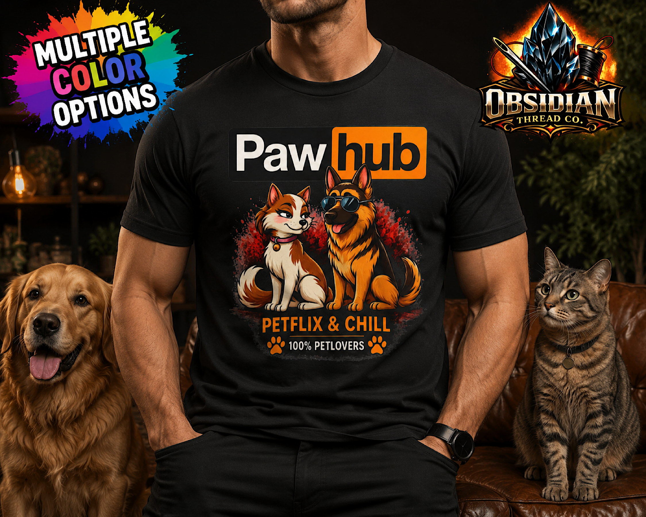 Paw Hub Pet Lovers Shirt Funny Dog Cat Lover Tee Petflix & Chill Graphic Shirt product thumbnail image Paw Hub Pet Lovers Shirt Funny Dog Cat Lover Tee Petflix & Chill Graphic Shirt product thumbnail image