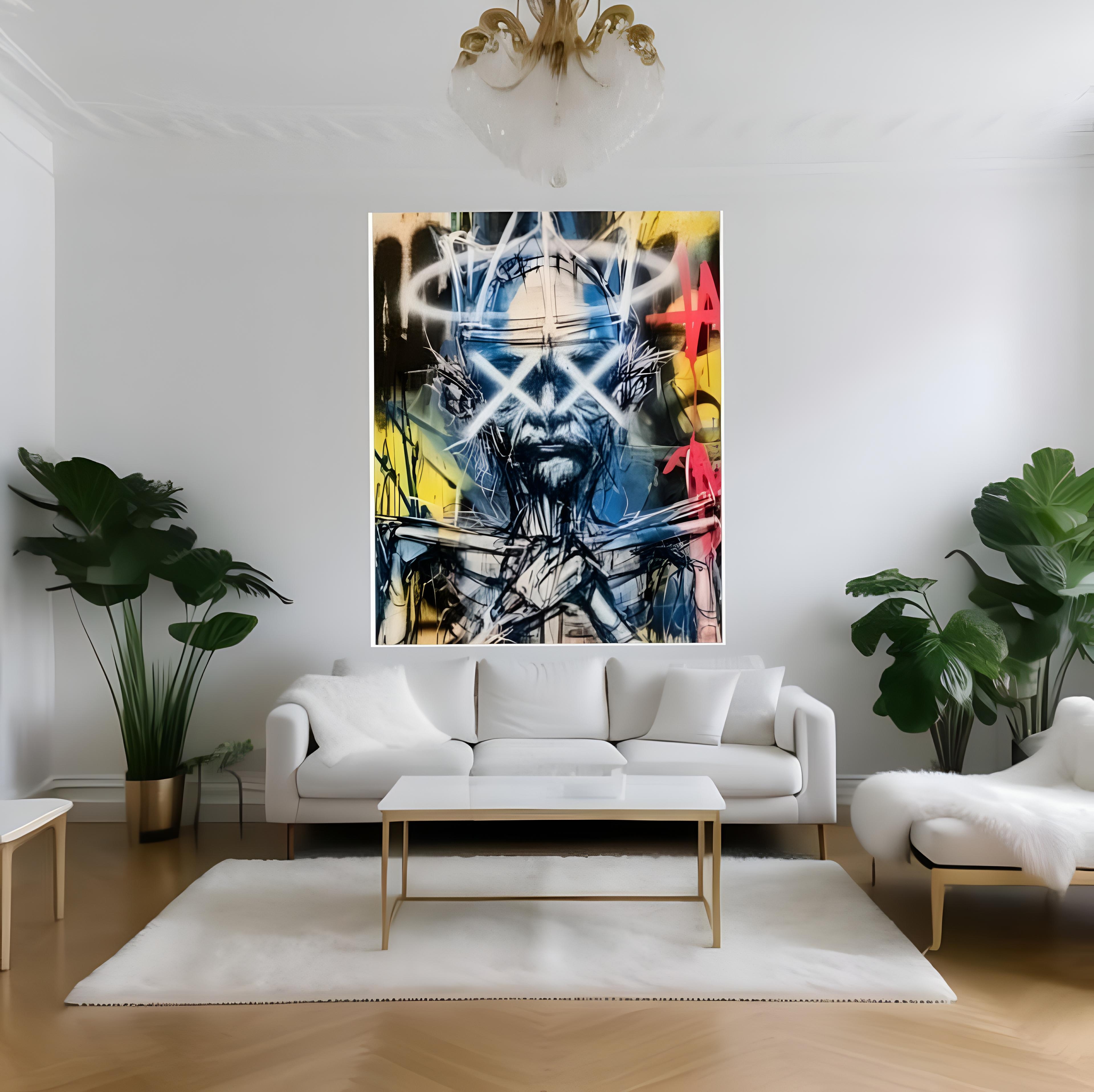 Graffiti Street Art Poster — Neon X-Eyes Urban Portrait