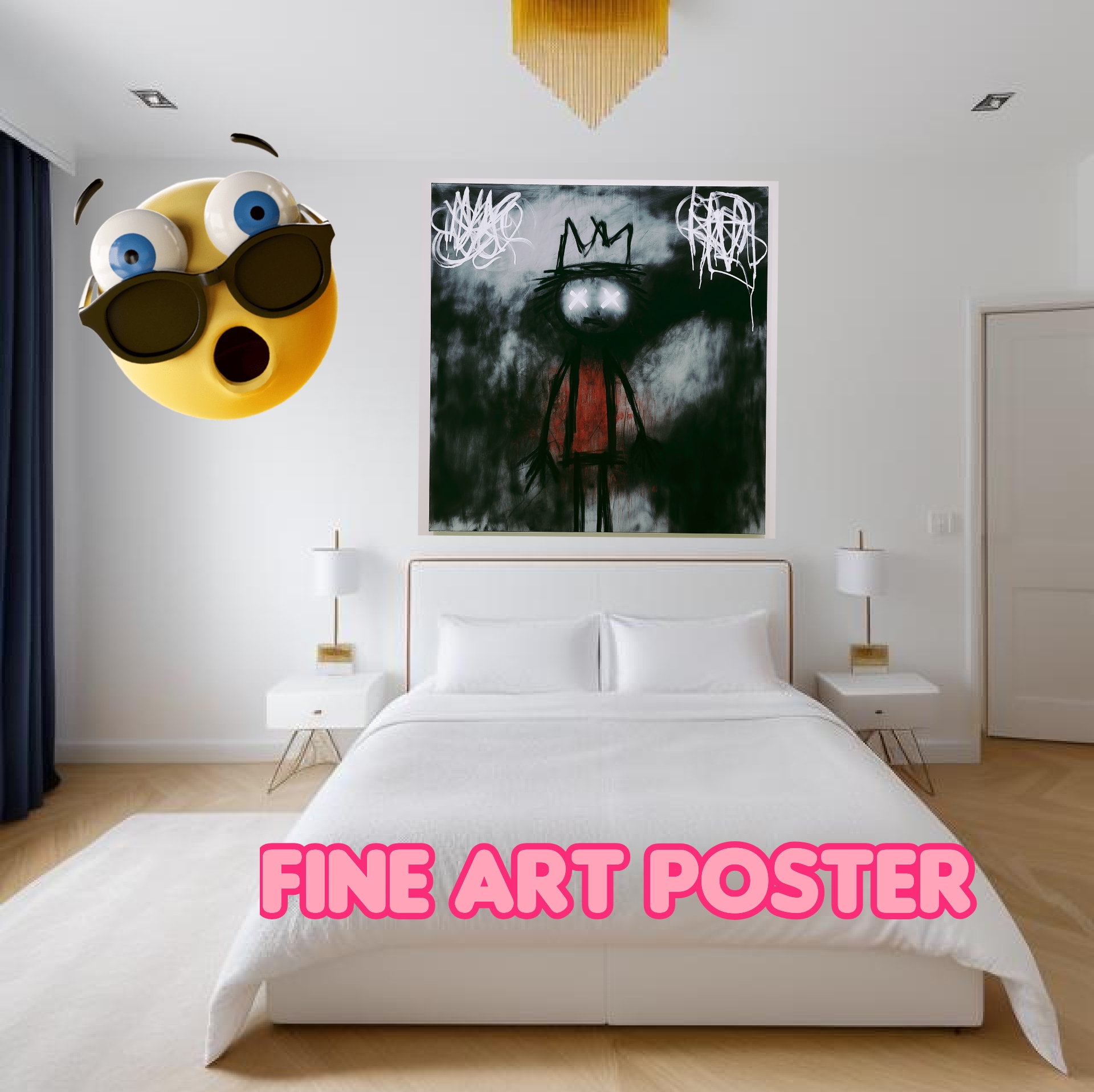 Dark Street Art Poster — Crowned Figure with X-Eyes product thumbnail image