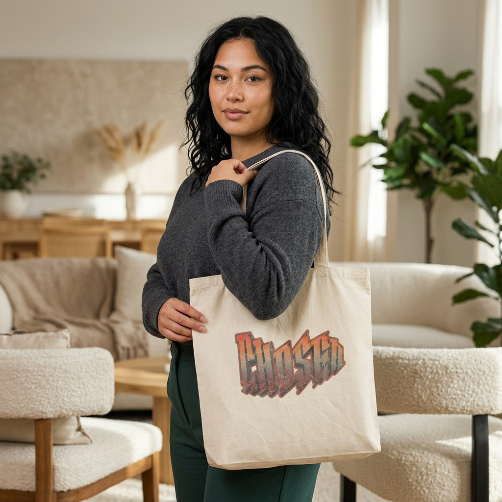 Typographic 'CHOSEN' Tote Bag, Affirmation positivity bag, Motivation Gift, Gift for Students product thumbnail image