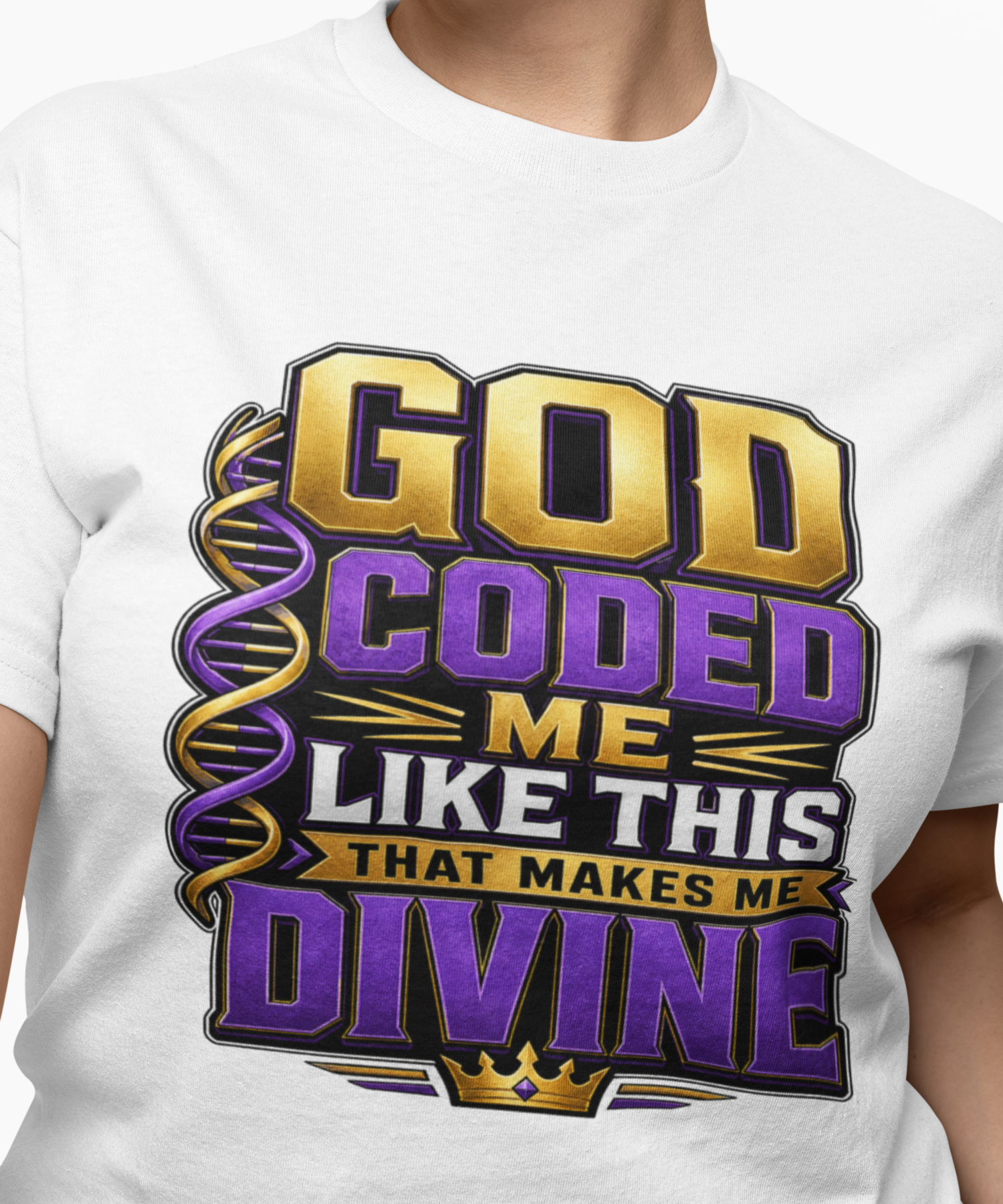  "God Coded Me Like This That Makes Me Divine" Gildan Softstyle Adult Unisex T-Shirt, Inspirational Christian Graphic Faith Tee, DNA/Ancestry product thumbnail image
