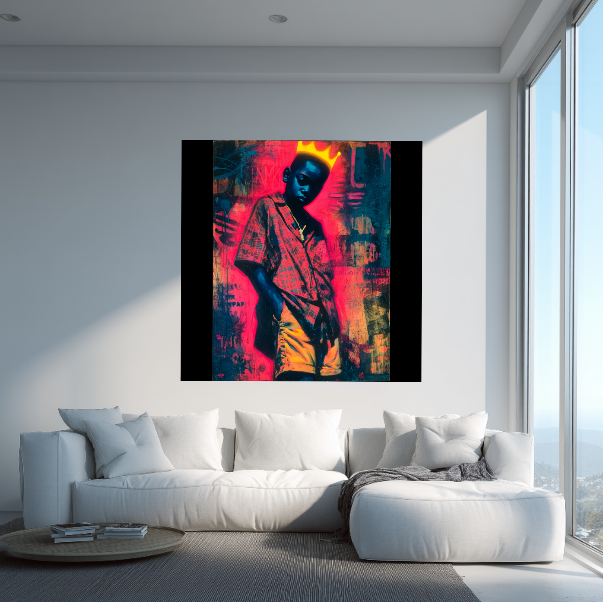 Urban Crowned Youth Poster — Vibrant Street Art Wall Print