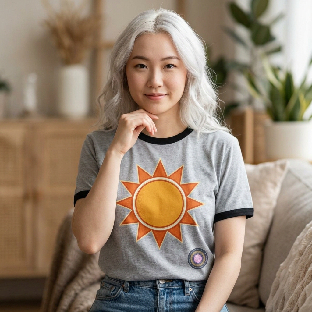 Retro Sun Graphic Ringer T-Shirt — Vintage Summer Tee