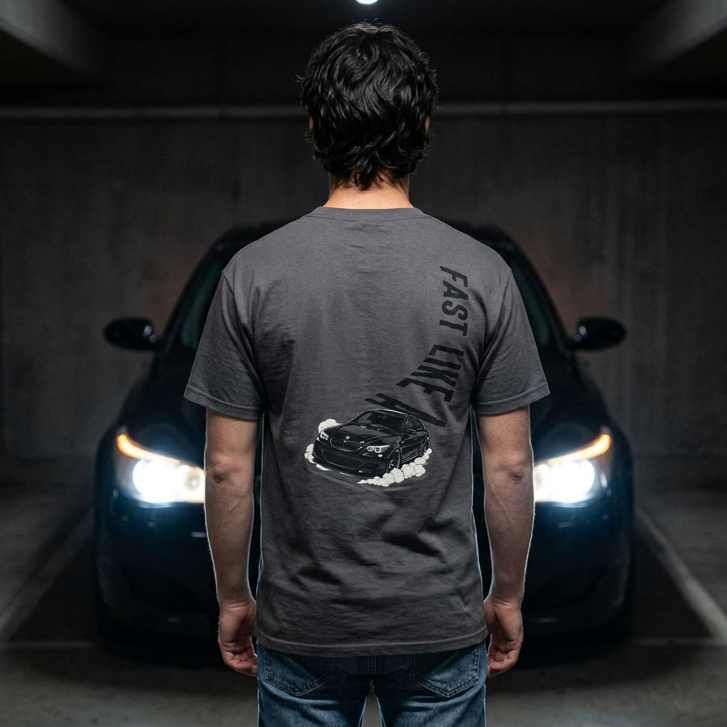 Fast Like a... Tee — Graphic T-Shirt with Car Back Print product thumbnail image