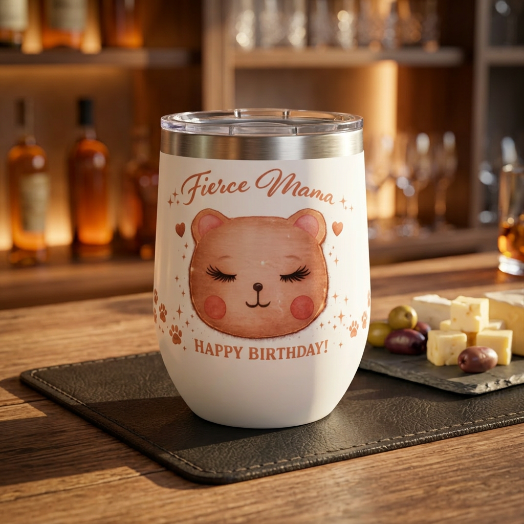 Chill Wine Insulated Tumbler, Happy Birthday Gift for Mom, Mama Bear Illustration, Cute and Cuddly Design, 12oz product thumbnail image Chill Wine Insulated Tumbler, Happy Birthday Gift for Mom, Mama Bear Illustration, Cute and Cuddly Design, 12oz product thumbnail image