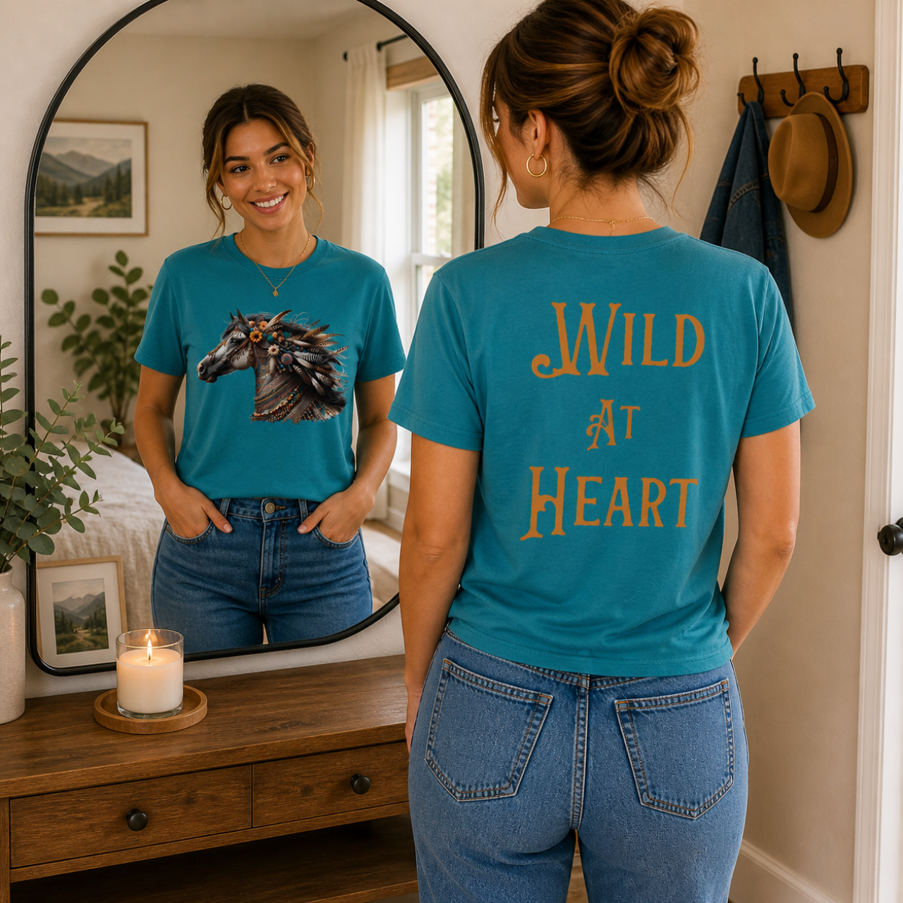 Wild at Heart Boho Horse Shirt  | Western Cowgirl Tee, Rustic Horse Lover Shirt product thumbnail image