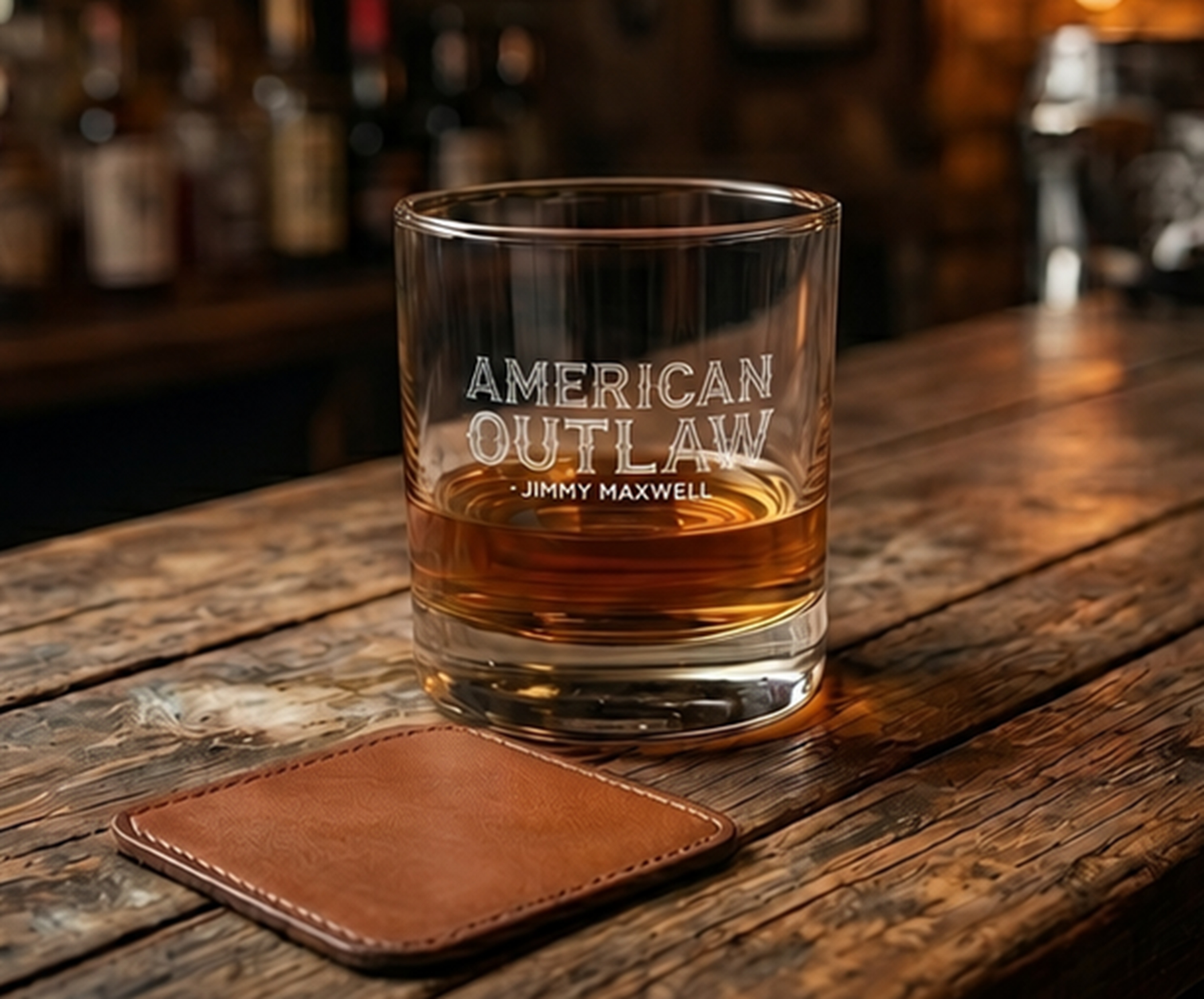 American Outlaw engraved Whiskey Glass | 10.5oz Rocks Glass