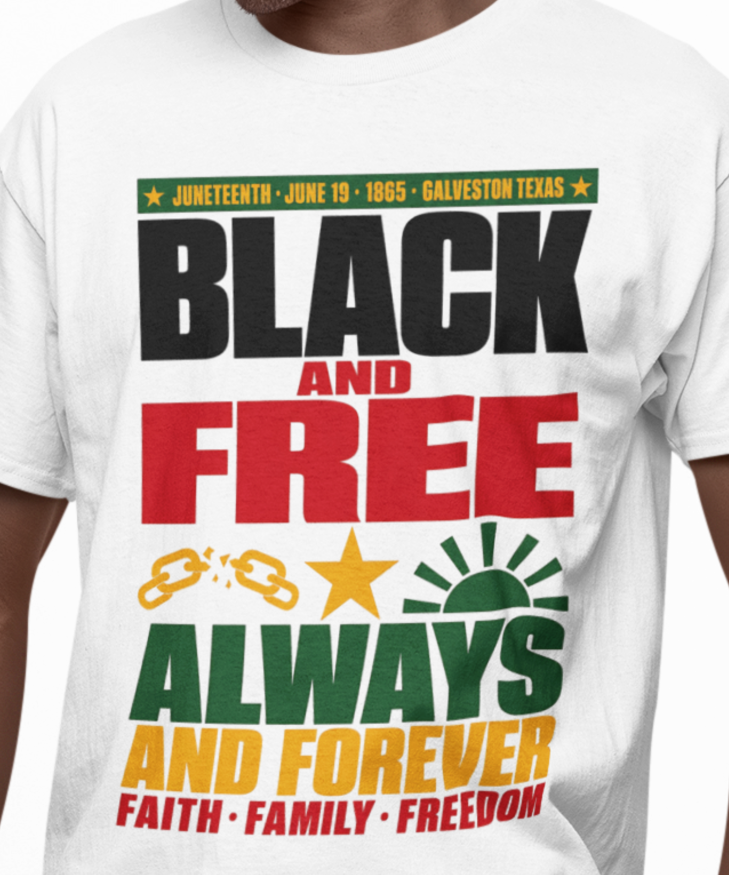 Black and Free Always Gildan Softstyle Adult Unisex T-Shirt, Juneteenth Faith, Family, Freedom Statement Tee product thumbnail image