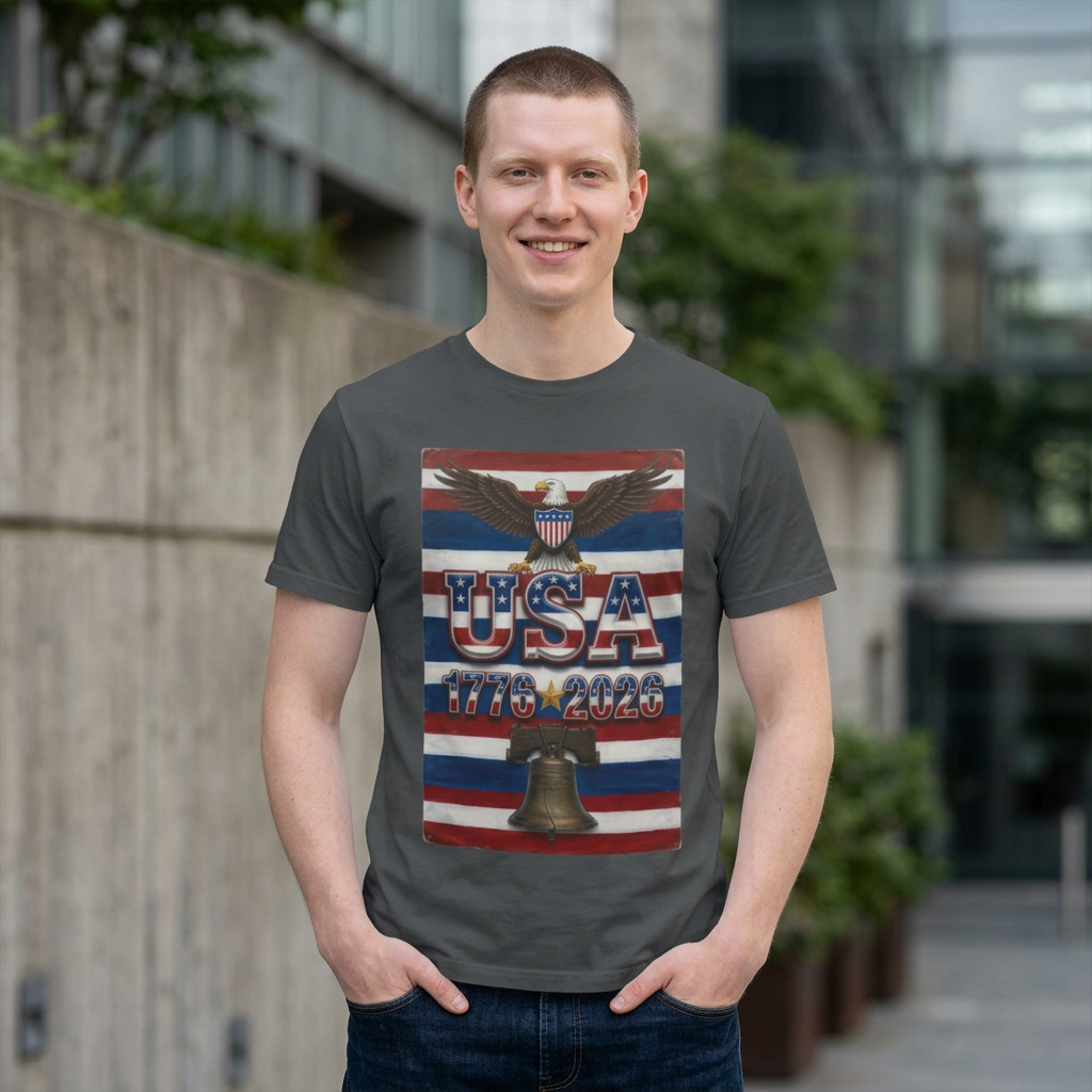 USA Patriotic T-Shirt — 'USA' Eagle &amp; Liberty Bell 1776-2020 Design product thumbnail image