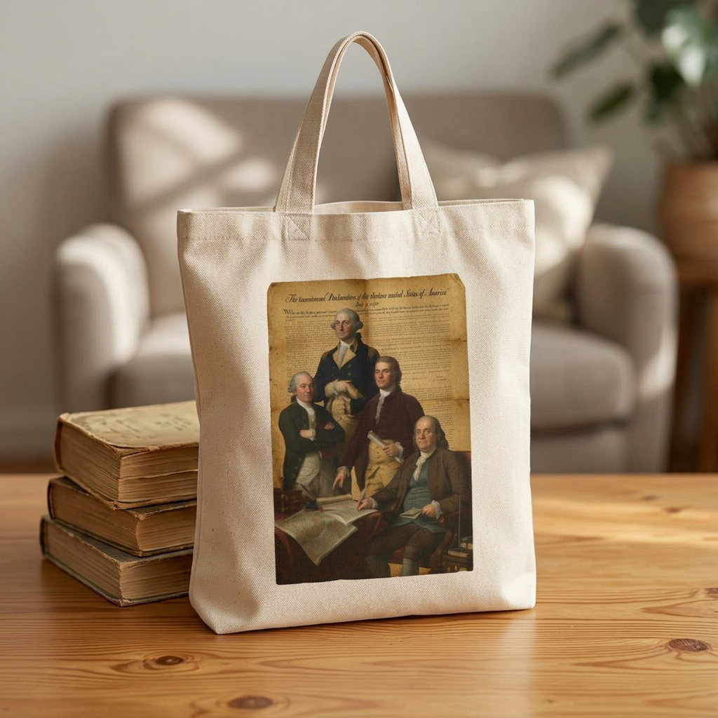USA 250th Anniversary Tote Bag – Patriotic Eagle &amp; Founding Fathers Cotton Canvas Tote (1776–2026) product thumbnail image