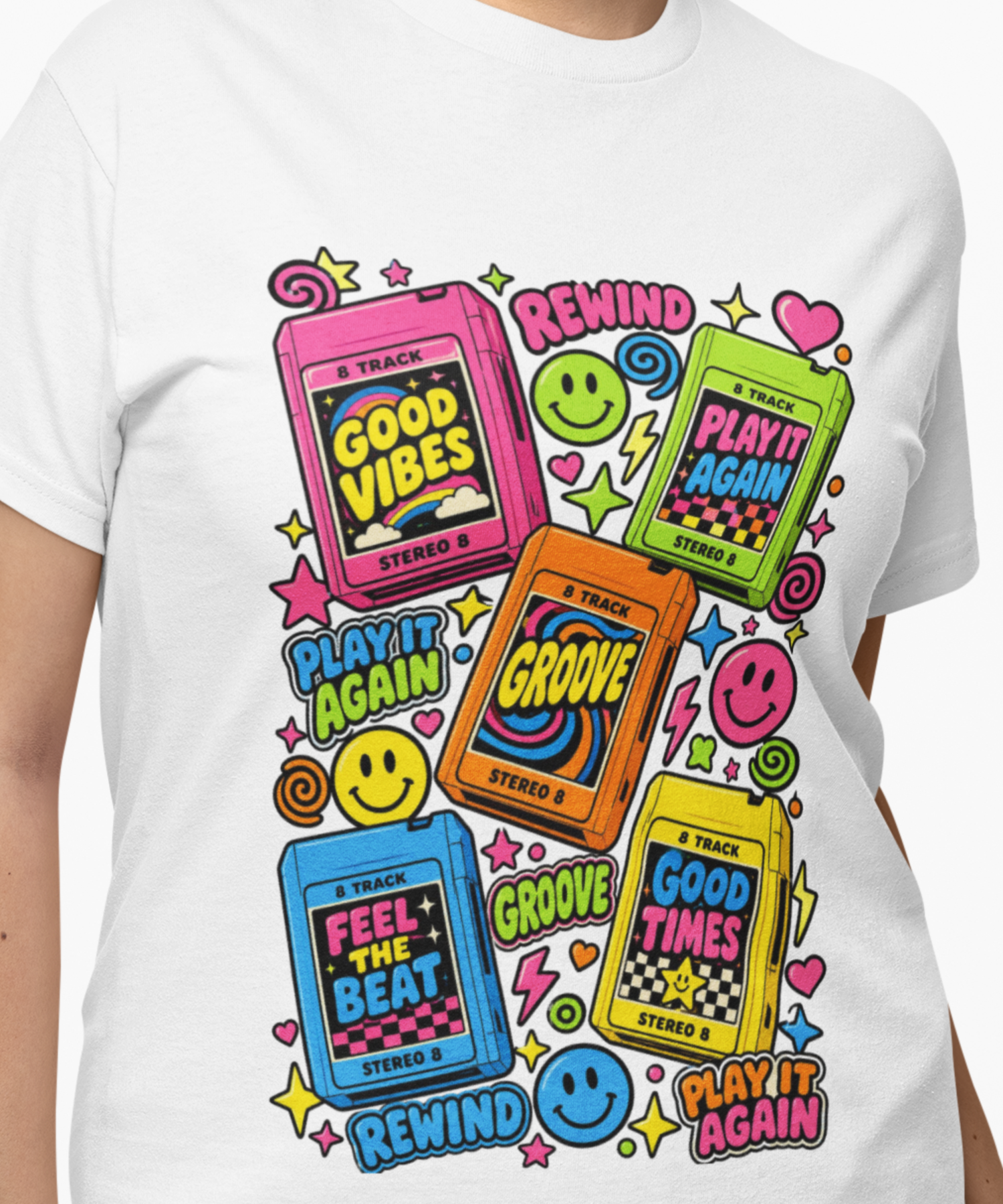 Retro 8-Track Tape Vibes Gildan Softstyle Unisex Adult T-Shirt, Dopamine Good Vibes, Play Again, Good Times, Analog Music Lovers Graphic Tee product thumbnail image Retro 8-Track Tape Vibes Gildan Softstyle Unisex Adult T-Shirt, Dopamine Good Vibes, Play Again, Good Times, Analog Music Lovers Graphic Tee product thumbnail image