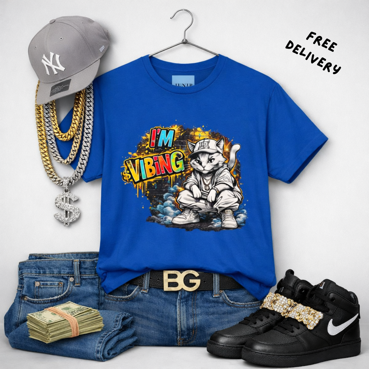 I'm Vibing Cat Graphic Tee — Streetwear Urban Cat T-Shirt product thumbnail image
