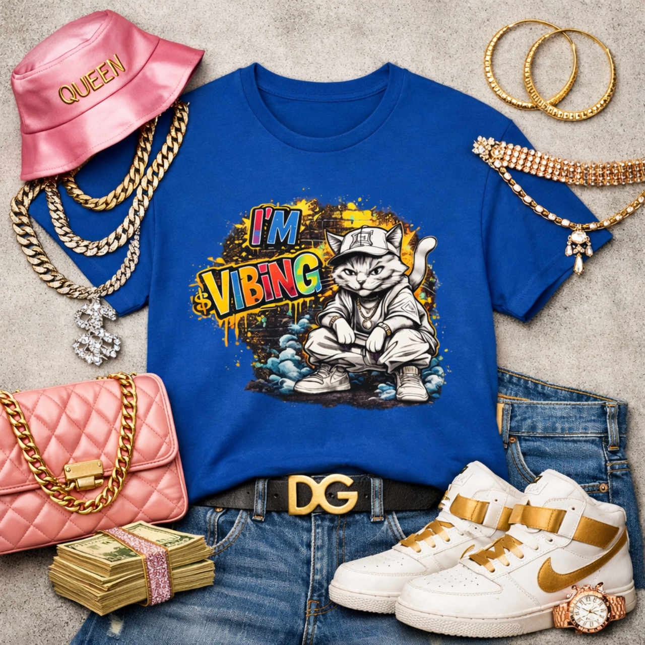 I'm Vibing Cat Graphic Tee — Streetwear Urban Cat T-Shirt product thumbnail image