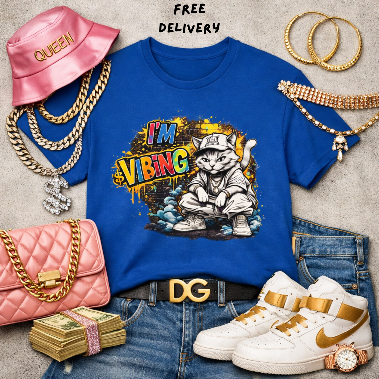 I'm Vibing Cat Graphic Tee — Streetwear Urban Cat T-Shirt