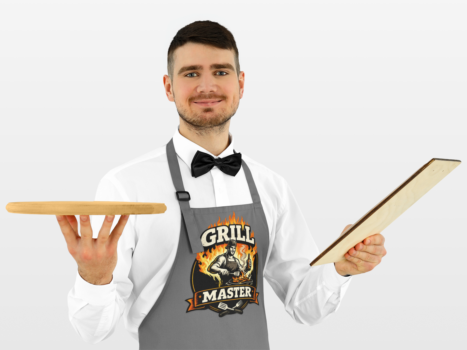 Grill Master Cotton Apron – BBQ Chef Apron with Flaming Skull Design product thumbnail image