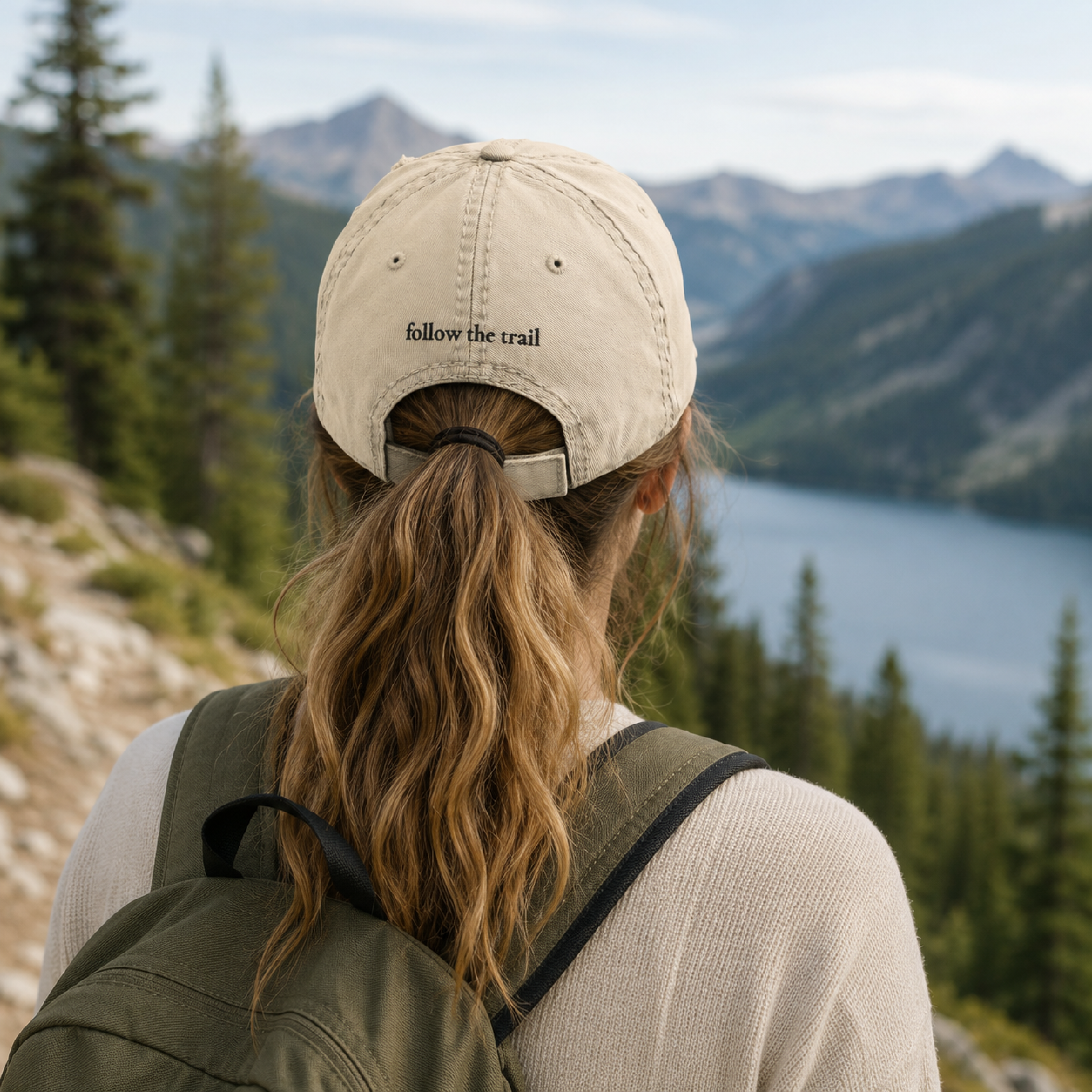 Embroidered Forest Trail Distressed Dad Hat product thumbnail image