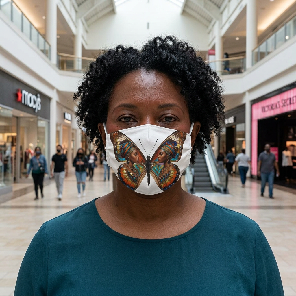 Wings of Identity — Real Butterfly Wing Portrait, Now Digital Face Mask