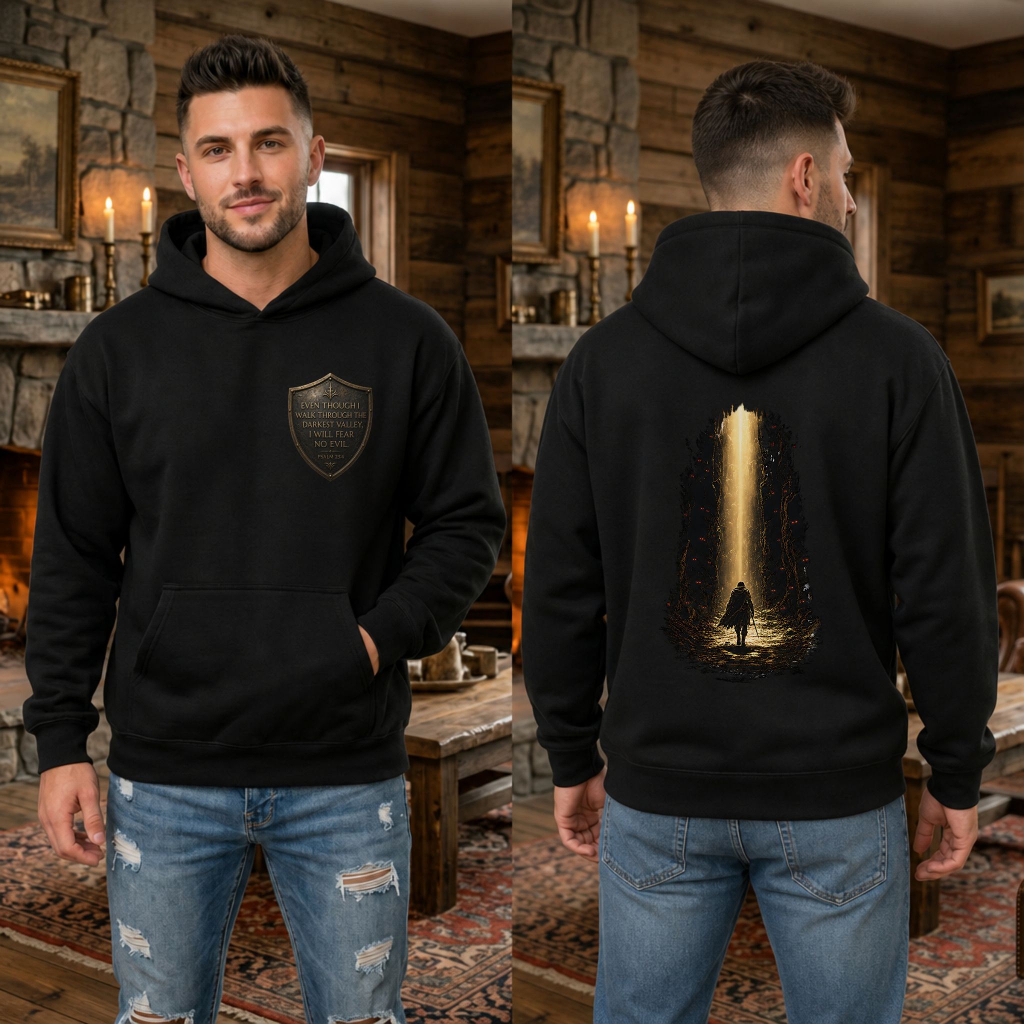 Psalm 23:4 Fear No Evil Hoodie | Back Graphic Christian Hoodie product thumbnail image Psalm 23:4 Fear No Evil Hoodie | Back Graphic Christian Hoodie product thumbnail image