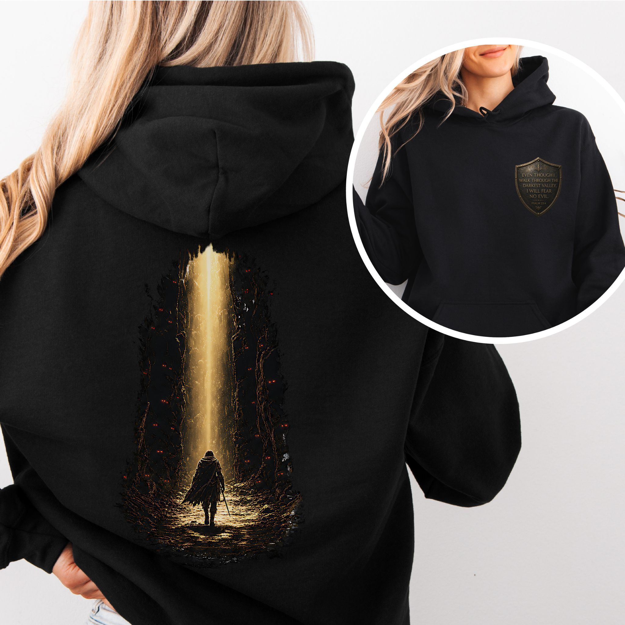 Psalm 23:4 Fear No Evil Hoodie | Back Graphic Christian Hoodie product thumbnail image
