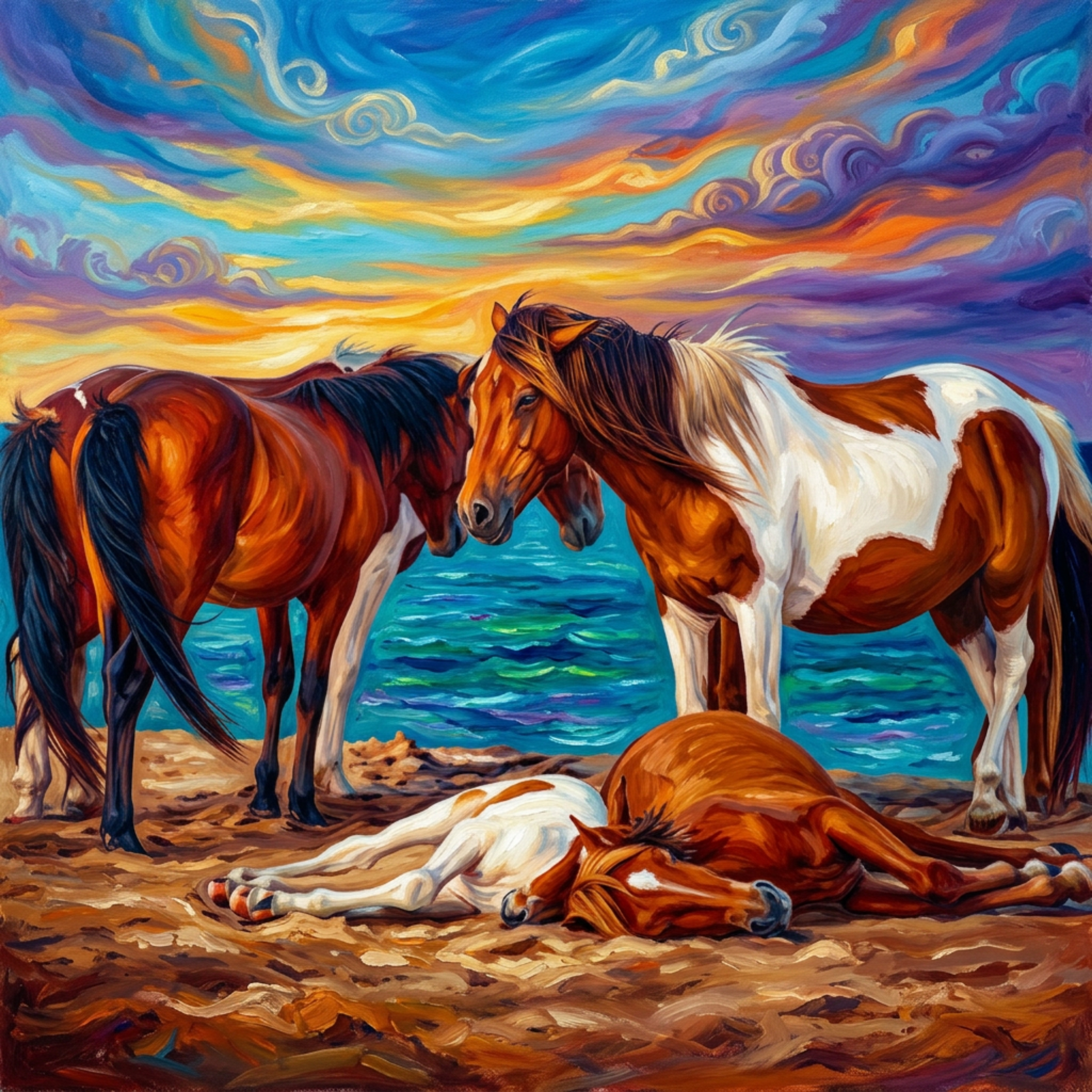 Beach Paint Horses Matte Canvas Print — Tranquil Coastal Horse Wall Art product thumbnail image Beach Paint Horses Matte Canvas Print — Tranquil Coastal Horse Wall Art product thumbnail image
