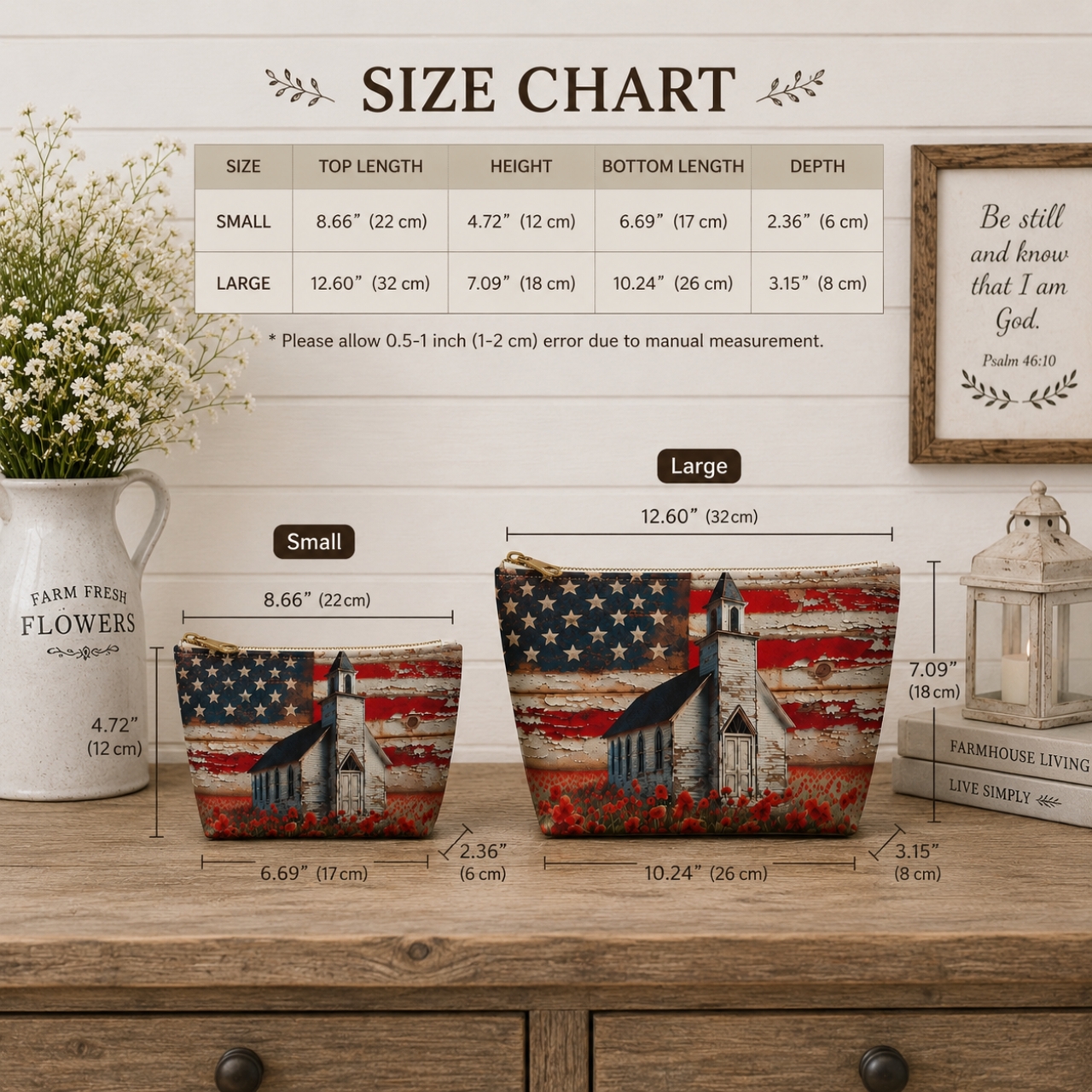 Patriotic Church Pouch. | Americana Christian Makeup Bag, Rustic Faith Gift product thumbnail image