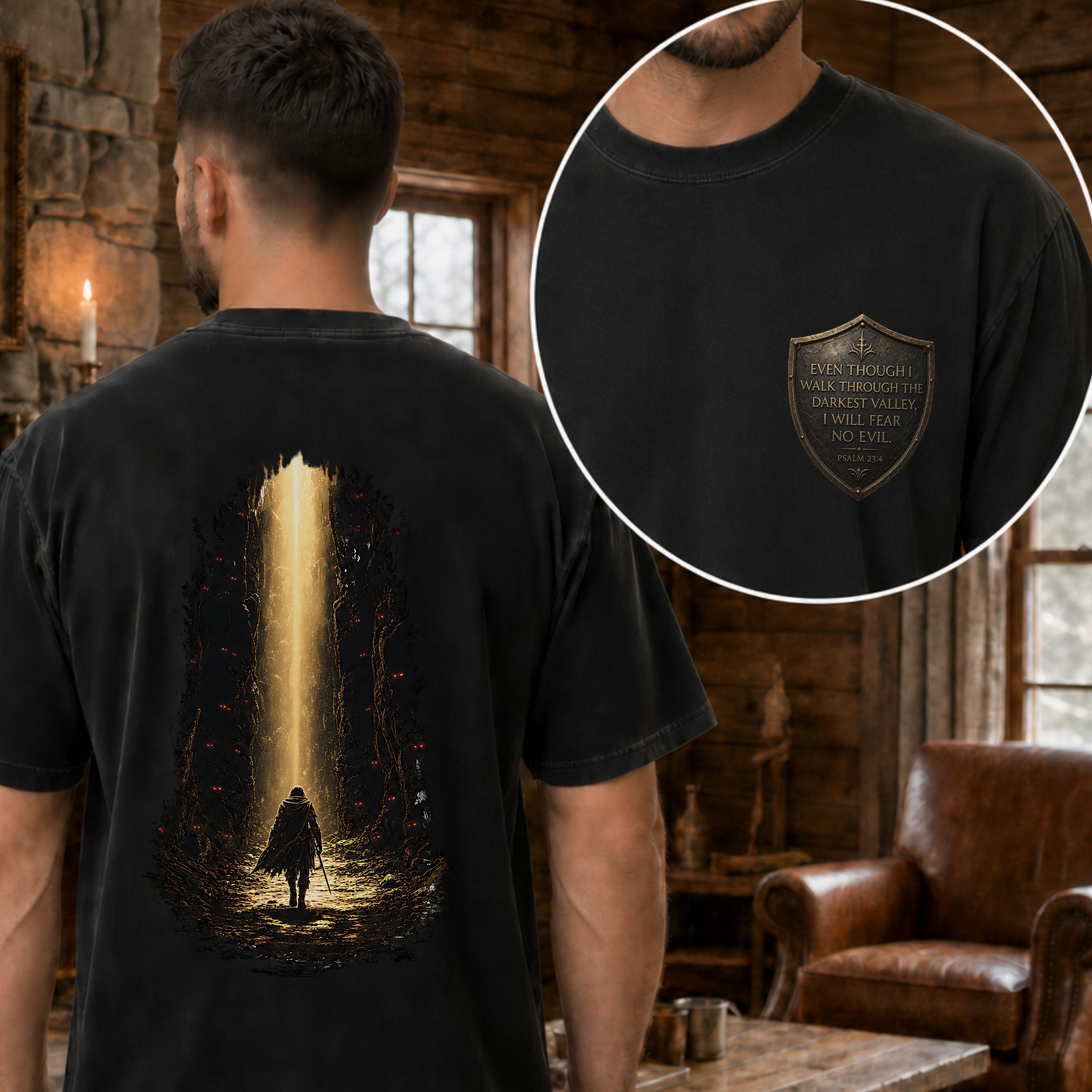 Psalm 23:4 Fear No Evil Back Graphic Tee | Comfort Colors 1717 product thumbnail image Psalm 23:4 Fear No Evil Back Graphic Tee | Comfort Colors 1717 product thumbnail image