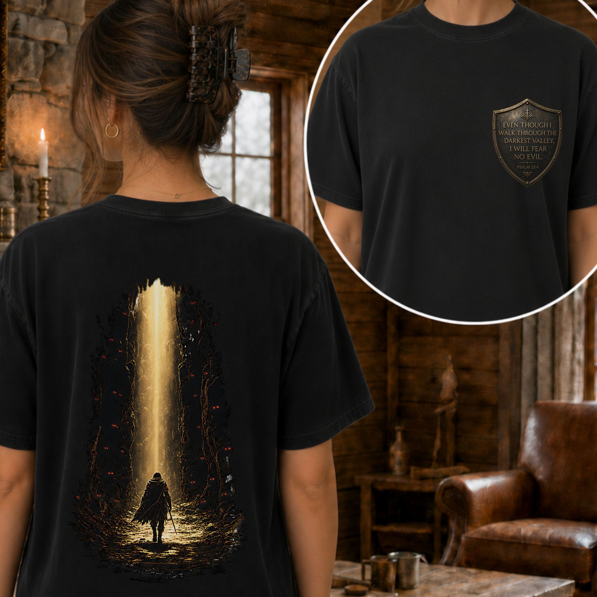 Psalm 23:4 Fear No Evil Back Graphic Tee | Comfort Colors 1717 product thumbnail image