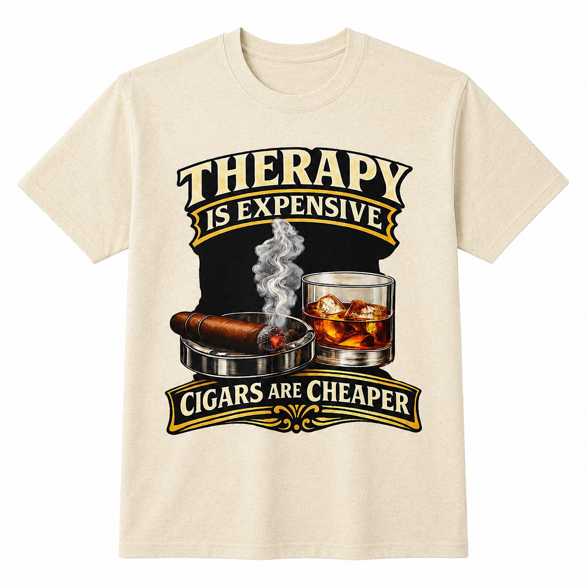 Therapy Is Expensive Cigars Are Cheaper Shirt Funny Fathers Day Cigar Whiskey Smoker Gift Tee for Men Dad product thumbnail image