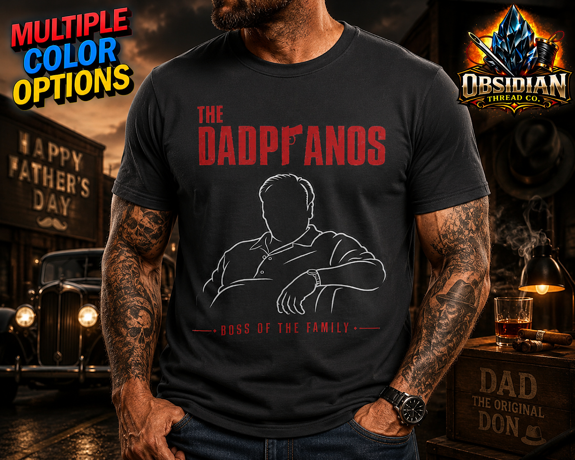 Dadpranos The Family Boss Fathers Day Shirt Funny Dad Mafia Style Tee Gift 