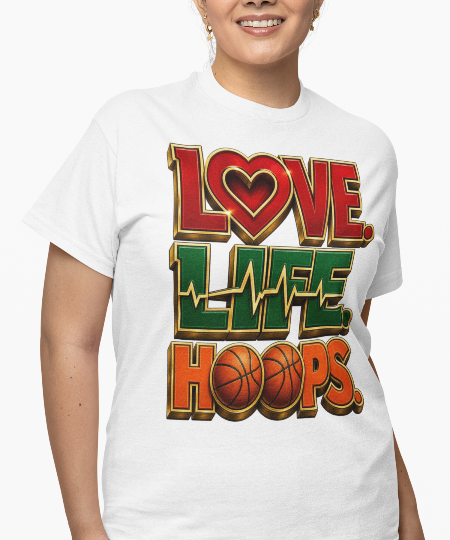 Love Life Hoops, Women's Basketball Gildan Softstyle Adult Unisex T-Shirt, Hoops Lover Tee product thumbnail image