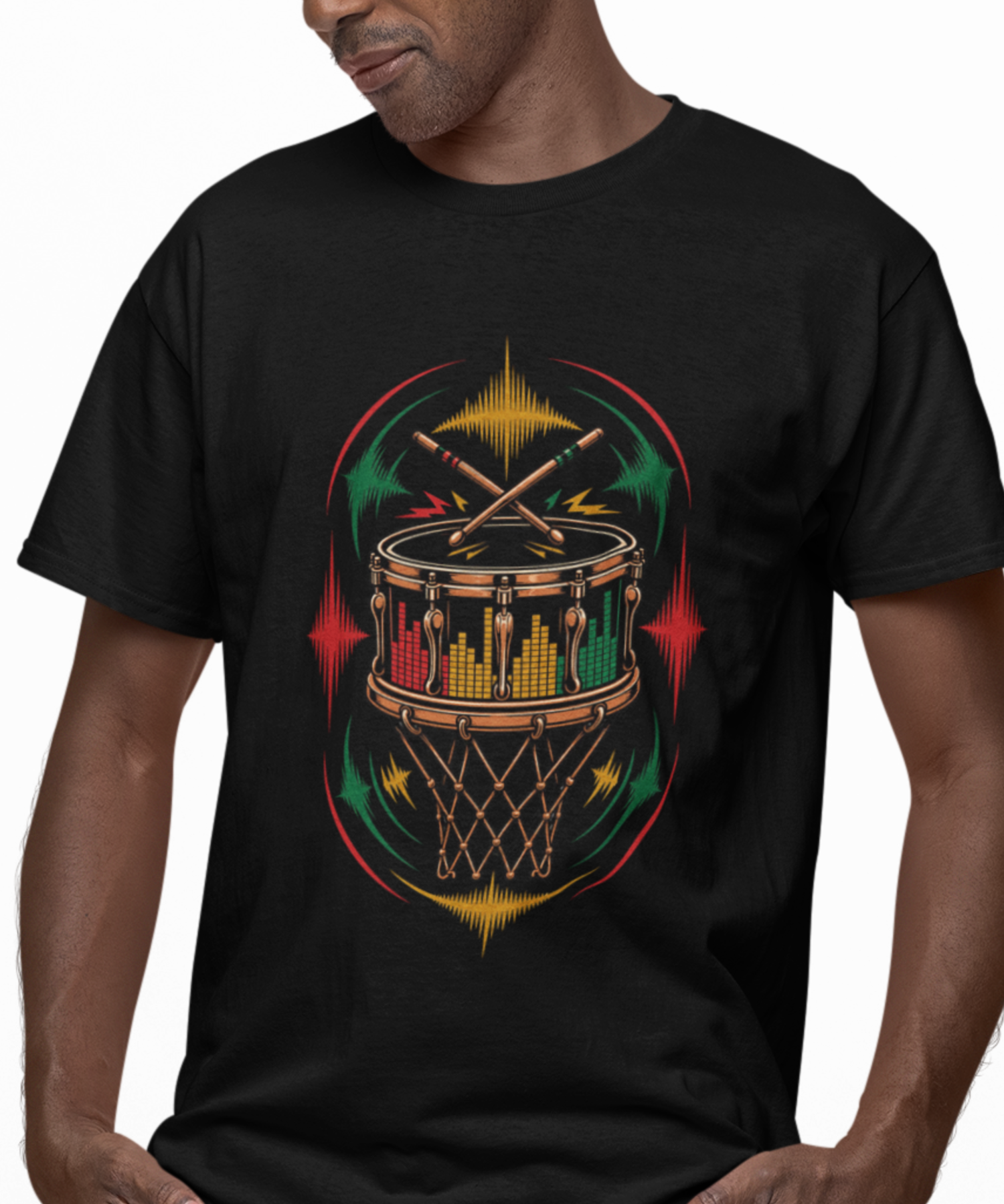 Rhythm of  the Rim, Drum &amp; Basketball Hoop Graphic, Gildan Softstyle Adult Unisex T-Shirt, Hoops Lover Tee,  Snare Drum Music Lovers Design product thumbnail image