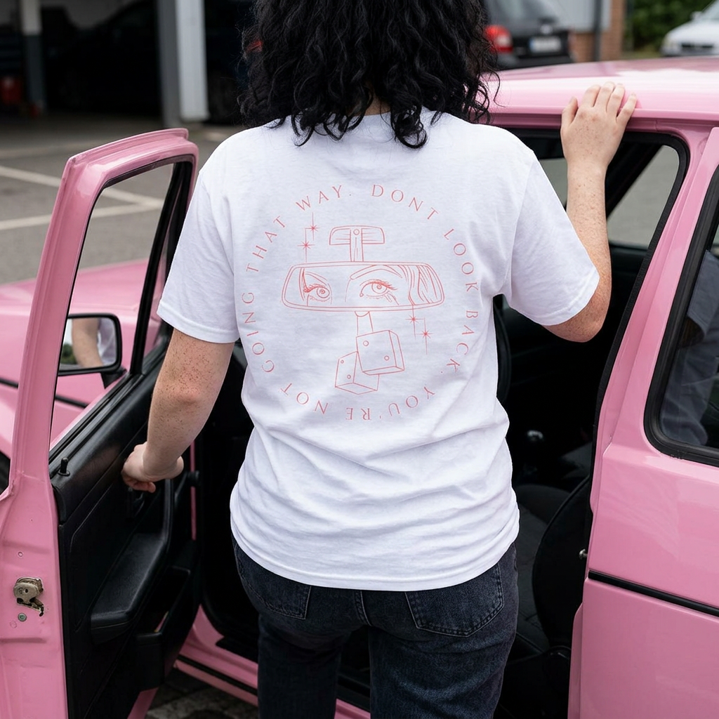 Fast Life Tee — White Graphic T-Shirt with Speed Car Back Print