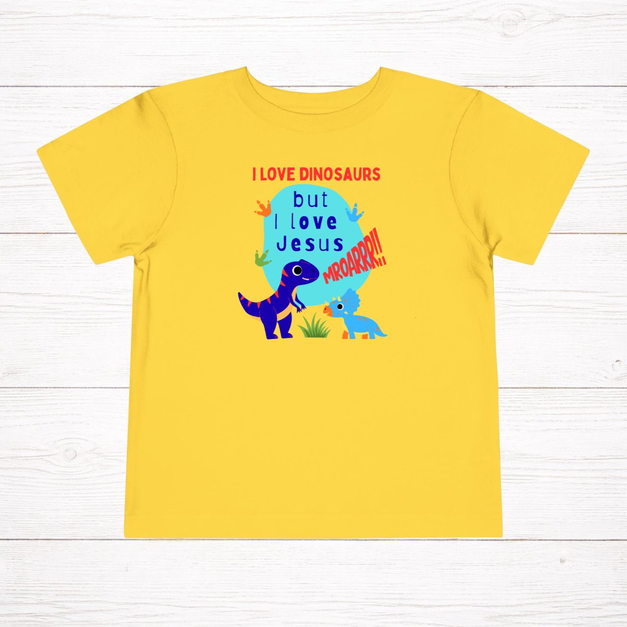 'Jesus Over Dinosaurs' Toddler Short Sleeve Tee product thumbnail image 'Jesus Over Dinosaurs' Toddler Short Sleeve Tee product thumbnail image