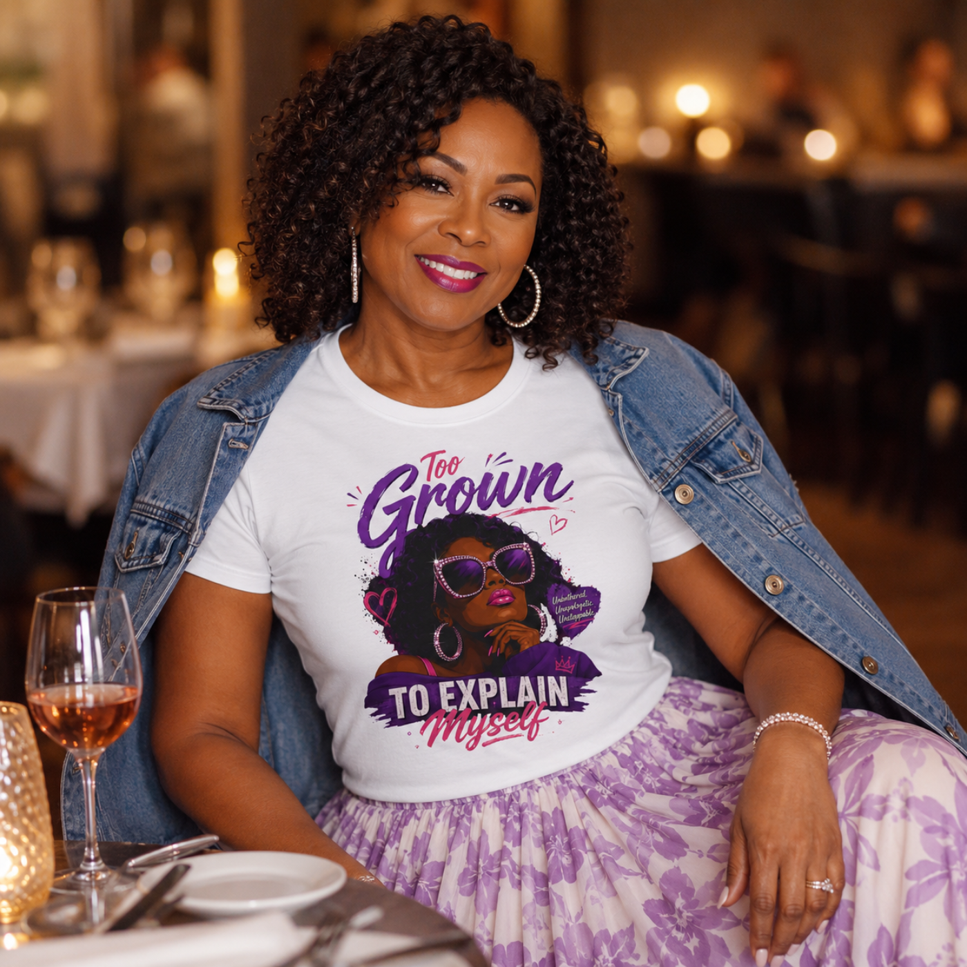 Too Grown To Explain Myself Women's Tee — Empowered Afro Chic Graphic Shirt product thumbnail image Too Grown To Explain Myself Women's Tee — Empowered Afro Chic Graphic Shirt product thumbnail image