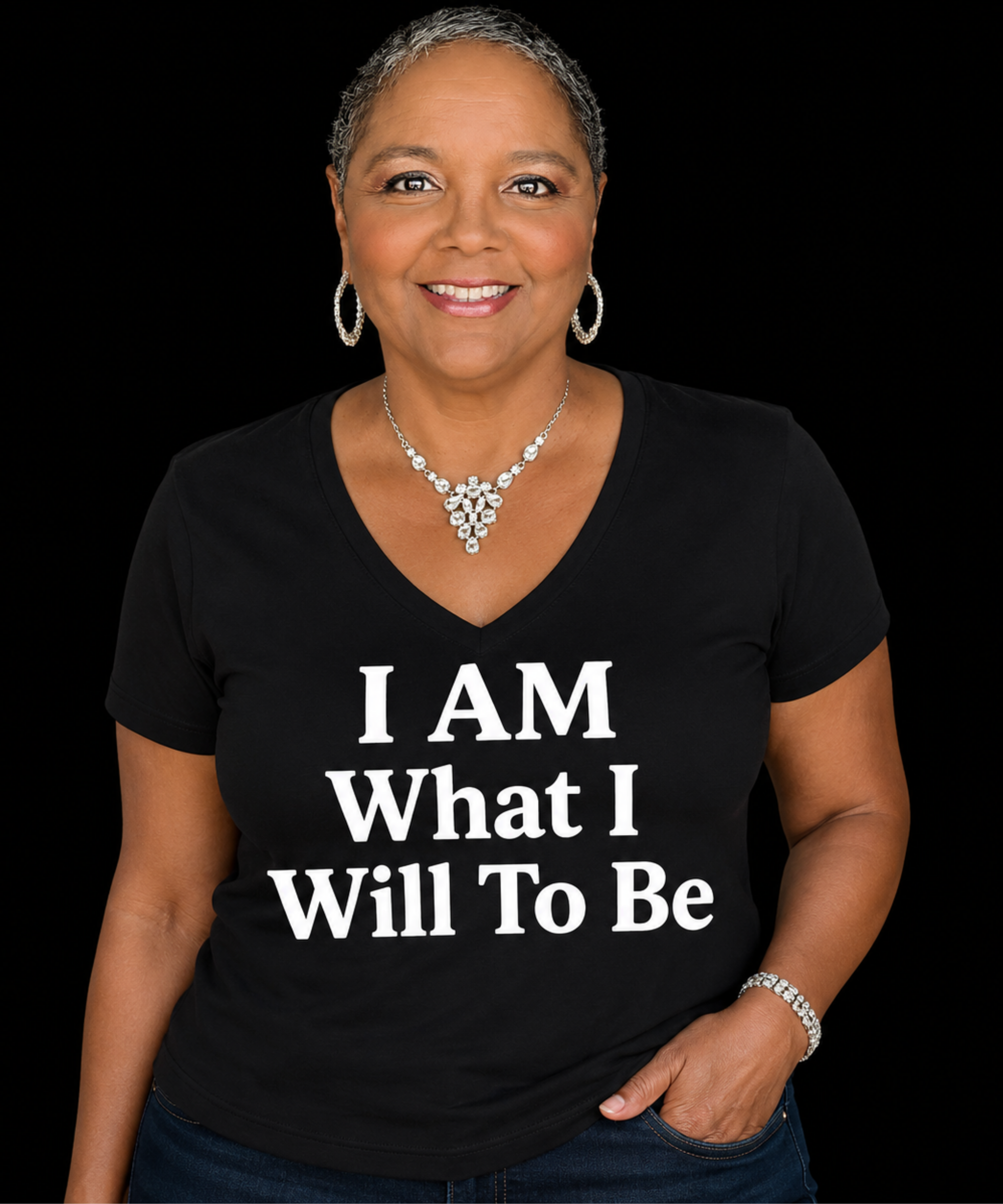 I Am What I Will To Be Short Sleeve V-Neck Tee