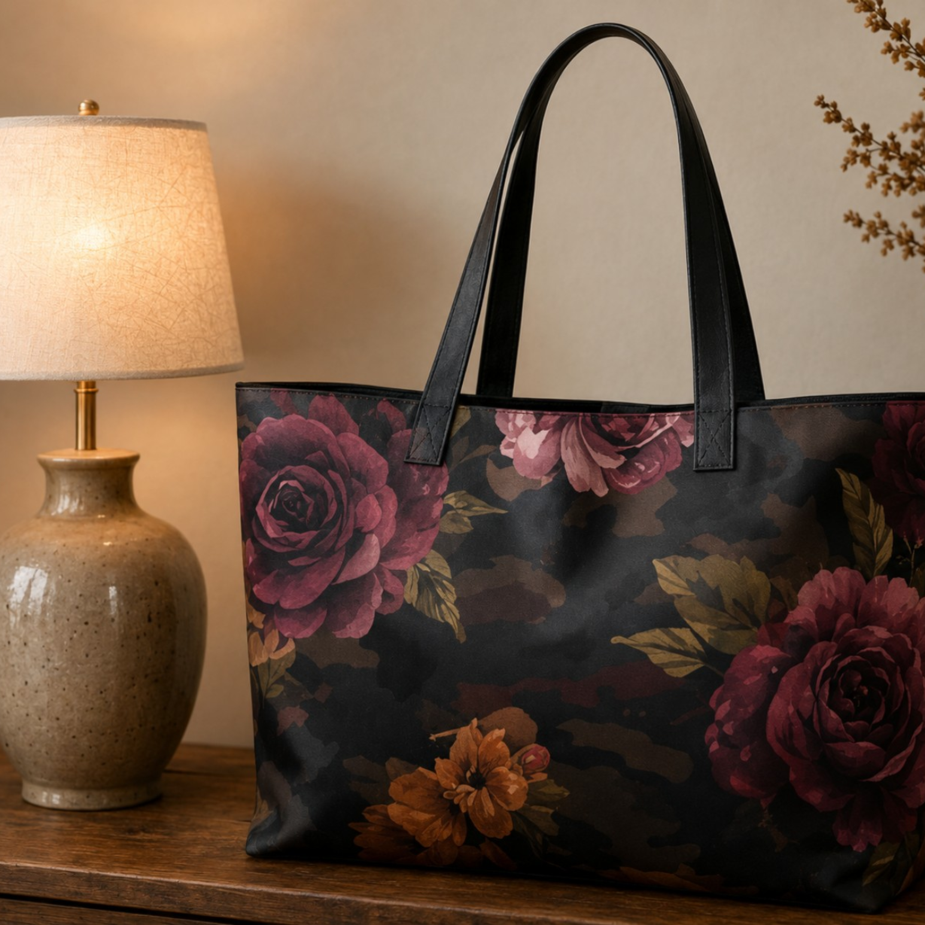 Rose Camo Weekender Tote Bag — Dark Floral Travel Bag product thumbnail image Rose Camo Weekender Tote Bag — Dark Floral Travel Bag product thumbnail image