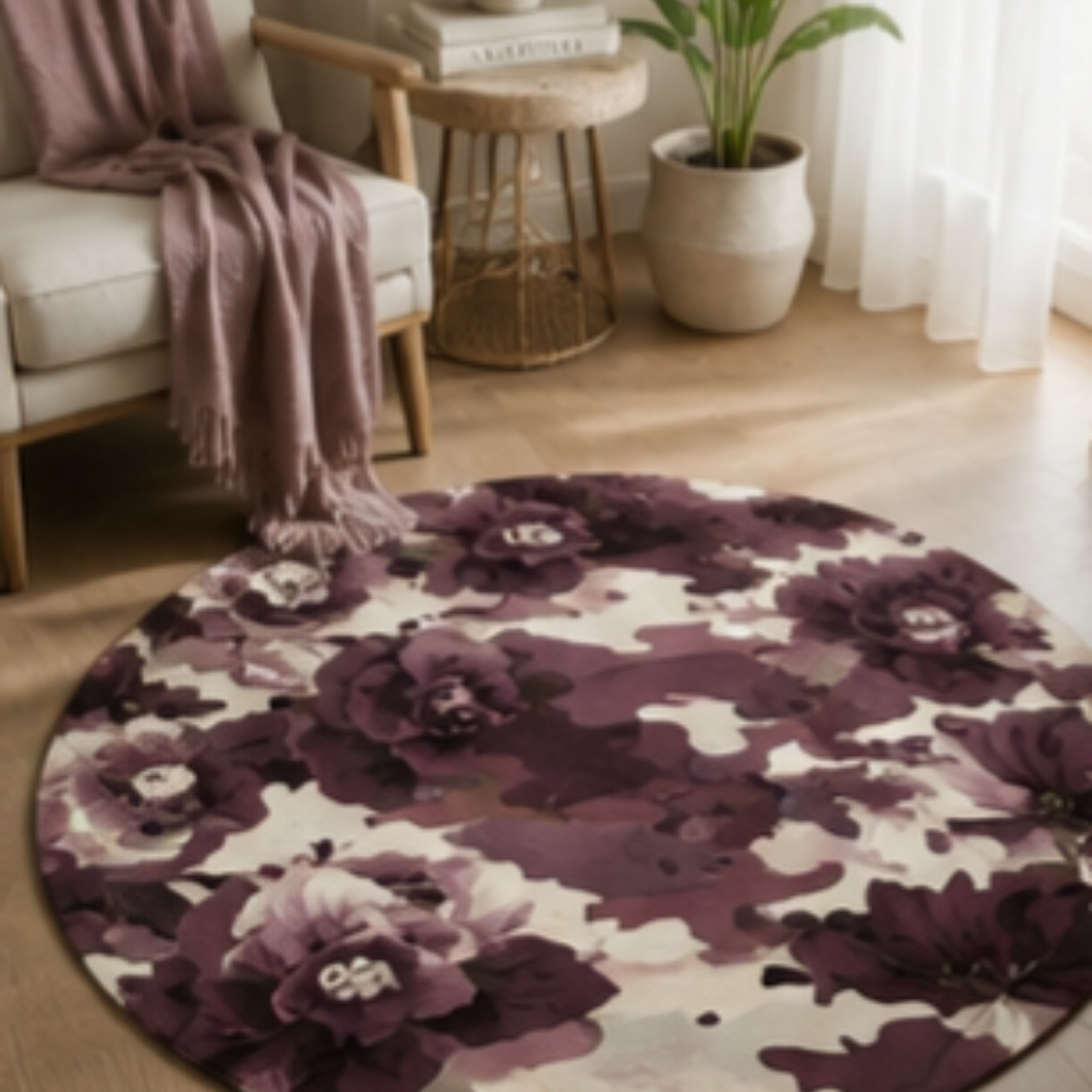 Floral Camo Round Rug — Blush Pink Camouflage Accent Mat product thumbnail image Floral Camo Round Rug — Blush Pink Camouflage Accent Mat product thumbnail image