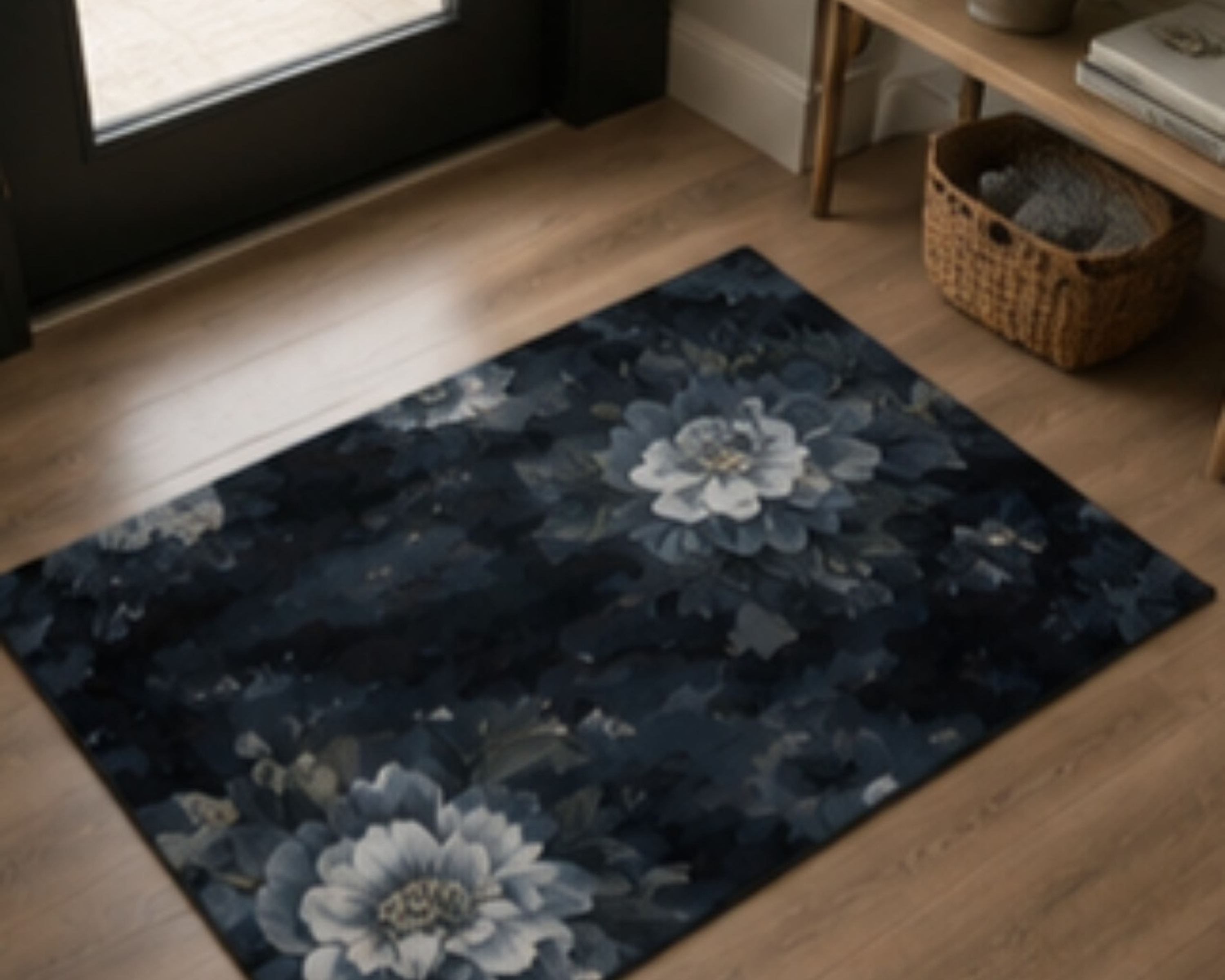 Floral Noir Rug — Vintage Dark Peony Area Rug