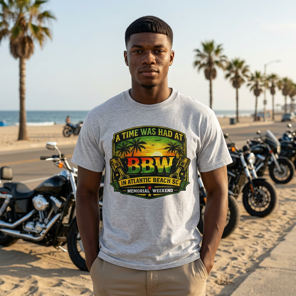 Memorial Weekend Atlantic Beach T-Shirt — 'A Time Was Had At BBW' Vintage Motorcycle Tee product thumbnail image
