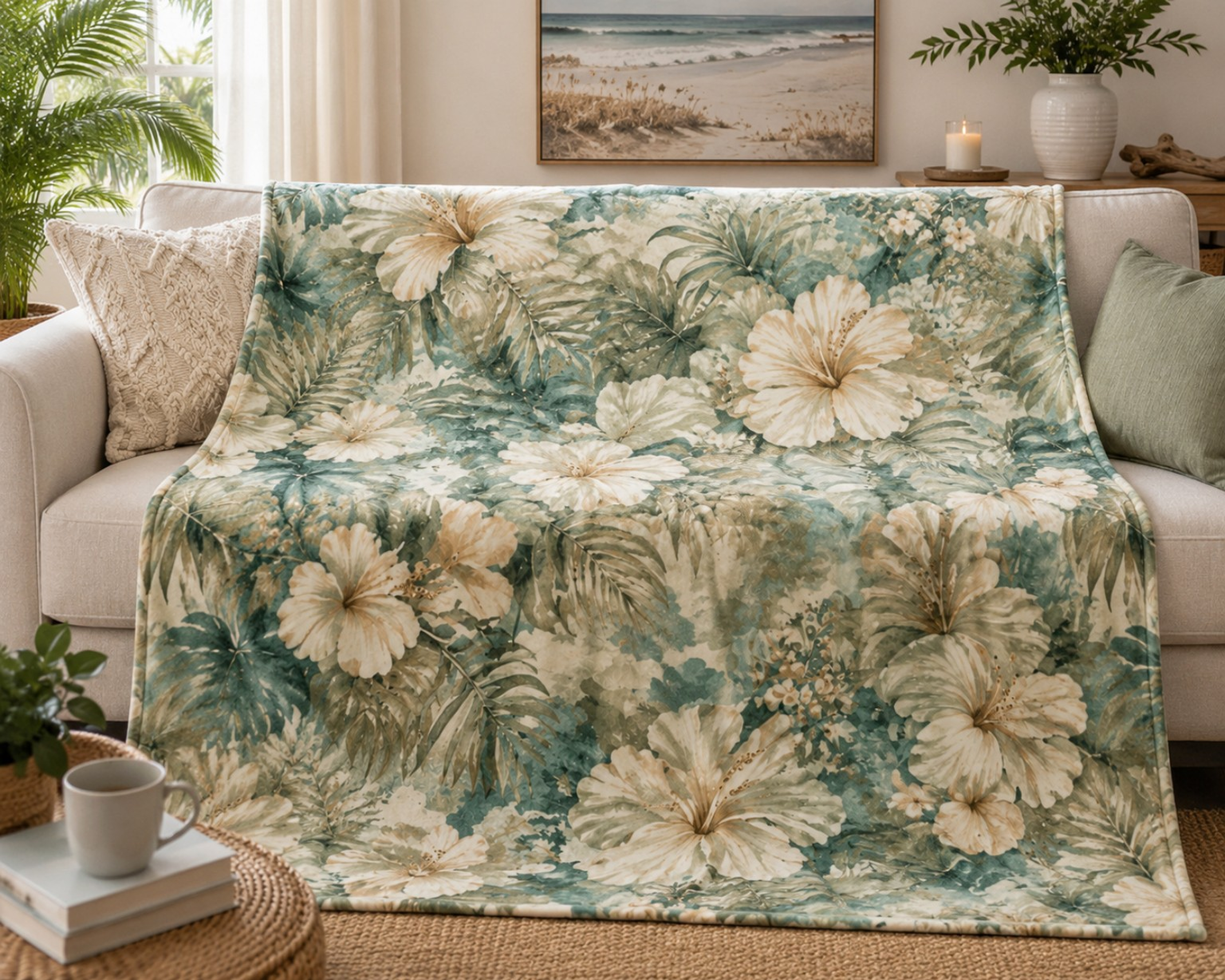 Tropical Hibiscus Velveteen Plush Blanket — Soft Floral Throw for Coastal Decor & Gift product thumbnail image Tropical Hibiscus Velveteen Plush Blanket — Soft Floral Throw for Coastal Decor & Gift product thumbnail image