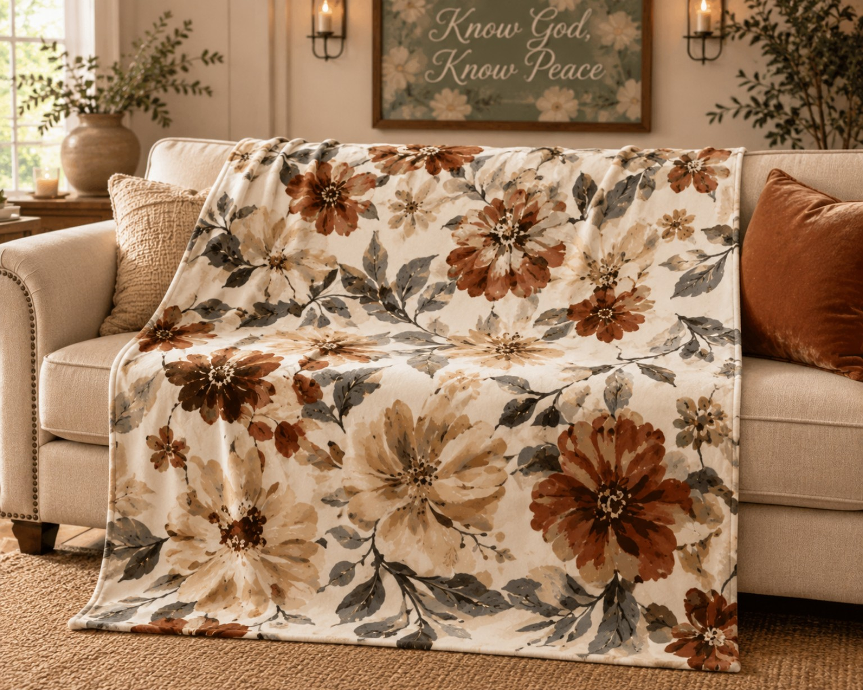 Floral Camouflage Velveteen Plush Blanket