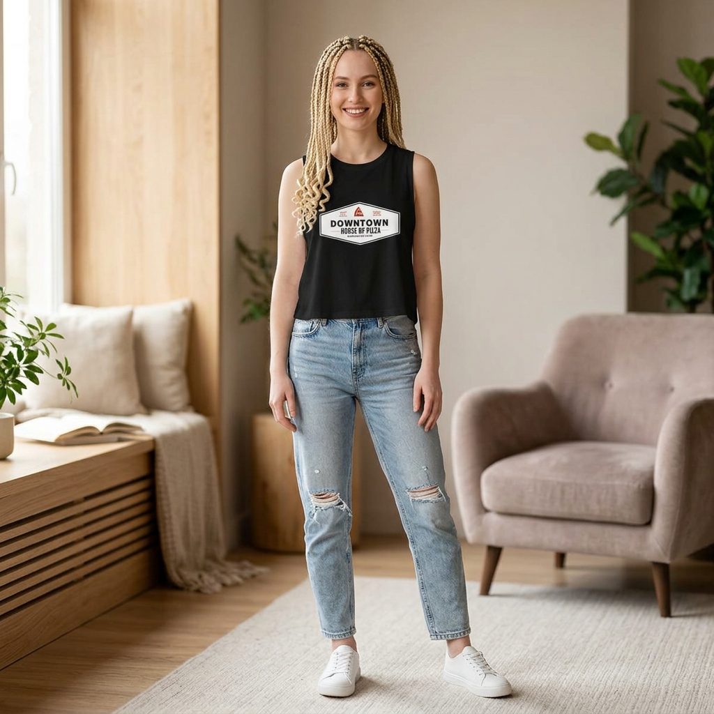 Downtown House of Pizza Women's Crop Top –  Pizzeria Logo Tank